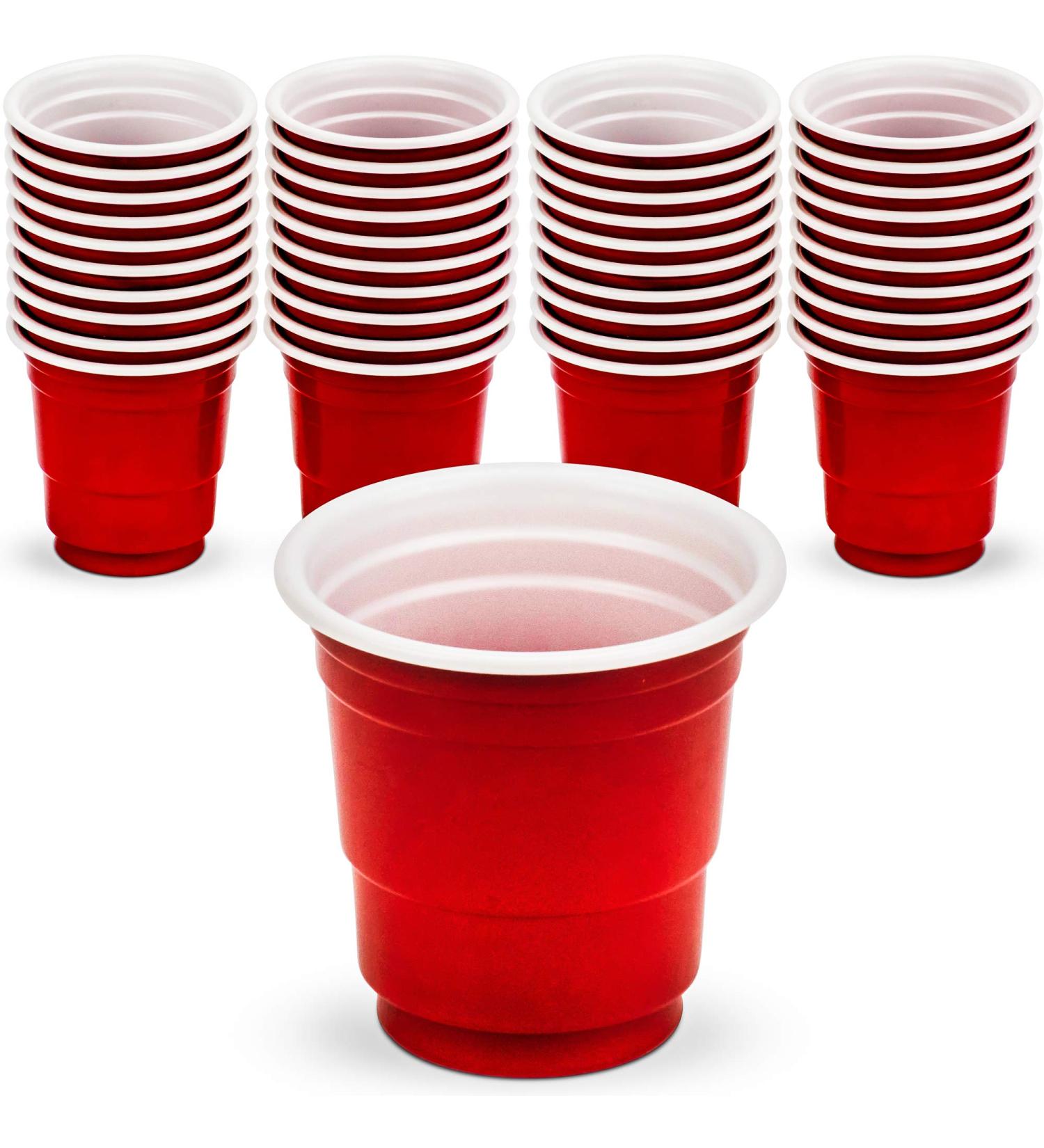 DecorRack 2 Oz Shot Glasses Plastic Shot Cup Disposable Party Cups Mini Cups Shot Glasses Red (40 Pack)