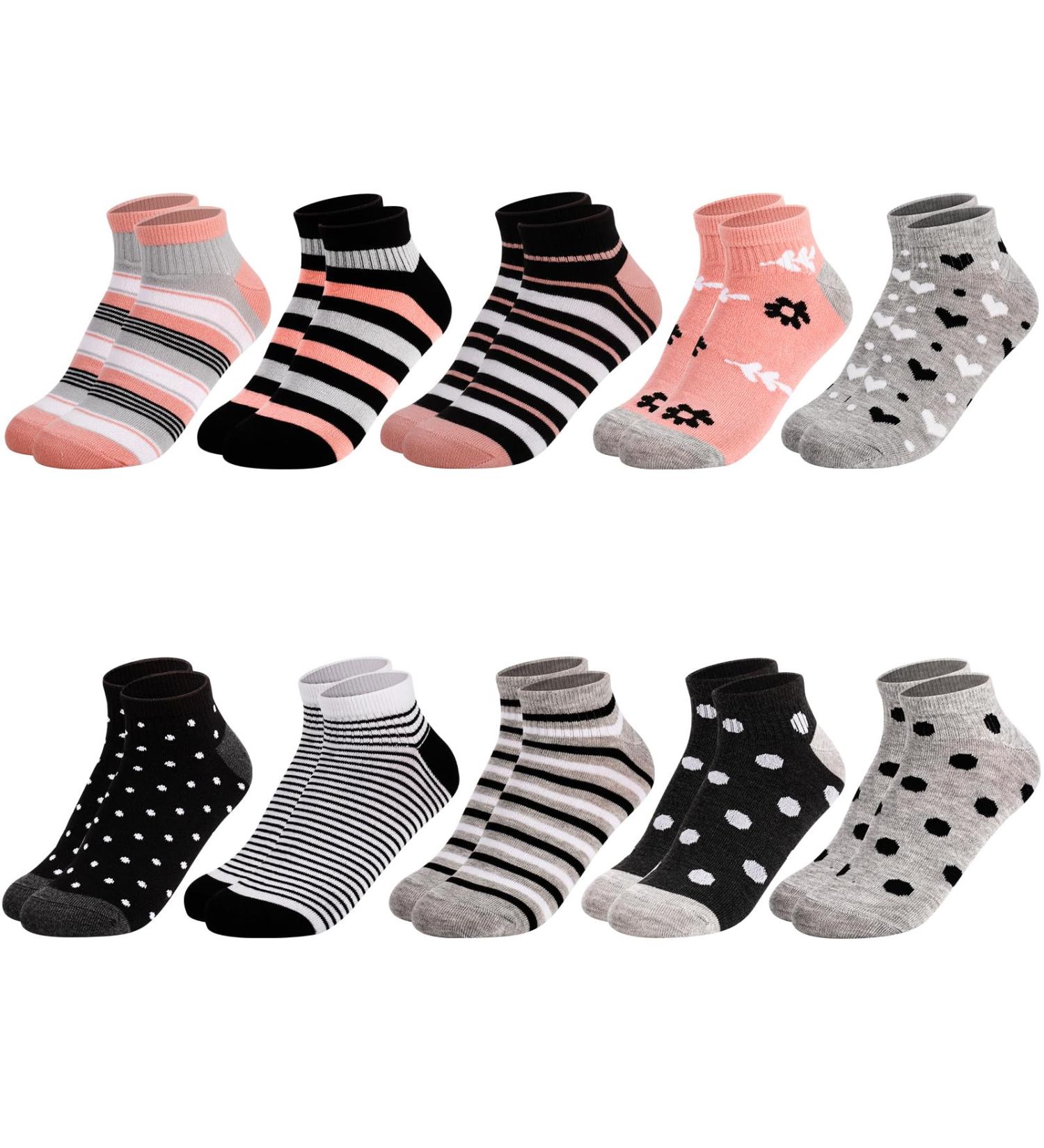 Buy Multi-Colored Women's Sneakers Socks - 10 Pairs Cotton Short Sports Socks for Ultimate Comfort | International Shipping - Buy Online on GoSupps.com