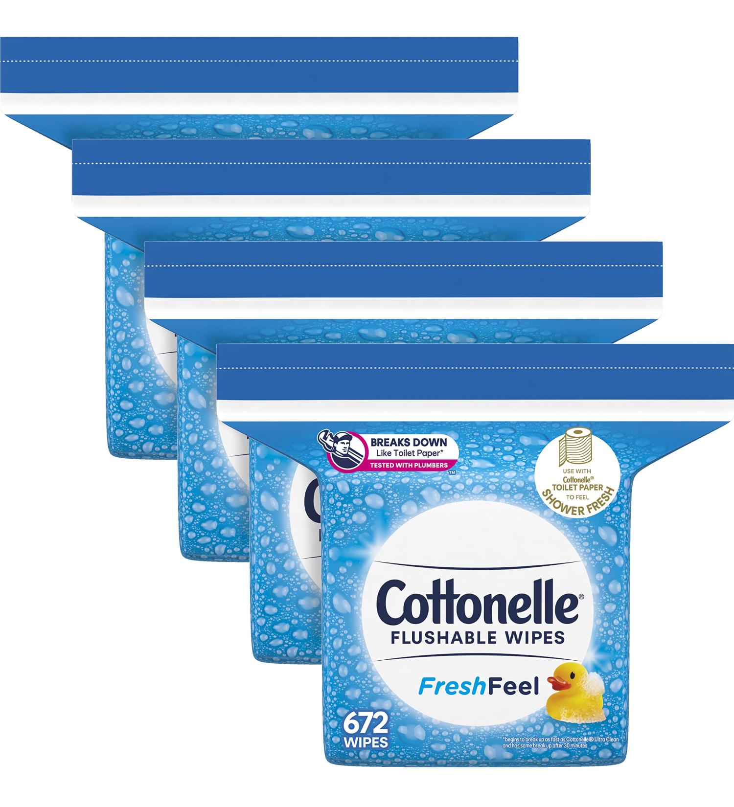 Cottonelle FreshFeel Flushable Adult Wet Wipes - 672 Total Wipes (4 Refill Packs) - Buy Online on GoSupps.com
