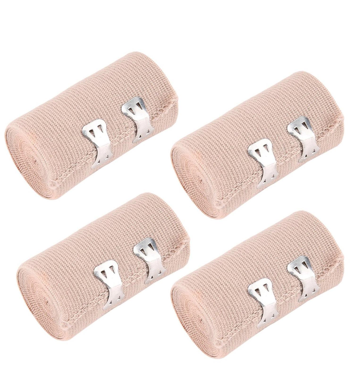 4pcs Wrap Compression Roll with Extra Metal Clips Sports Supplies for Ankle Support Arm Leg or Chest Injury - Buy Online on GoSupps.com