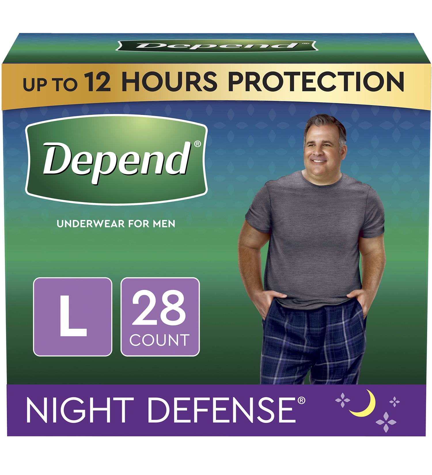 Depend Night Defense Men's Incontinence Underwear, Overnight, Disposable, Large - 28 Count (2 Packs of 14) - Buy Online on GoSupps.com
