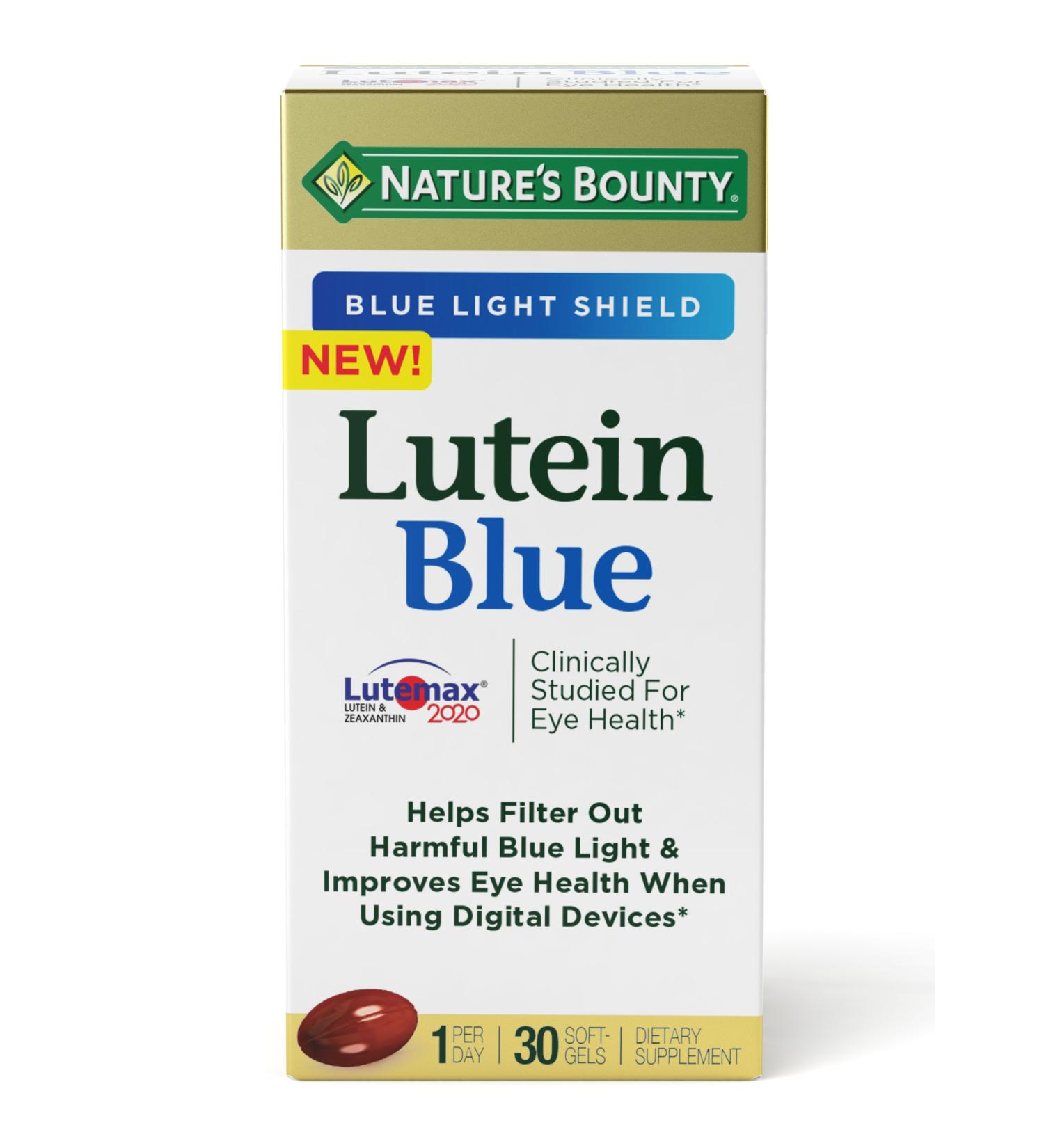 Nature's Bounty Lutein Blue - 30 Softgels for Eye Health & Vision Support - Buy Online on GoSupps.com