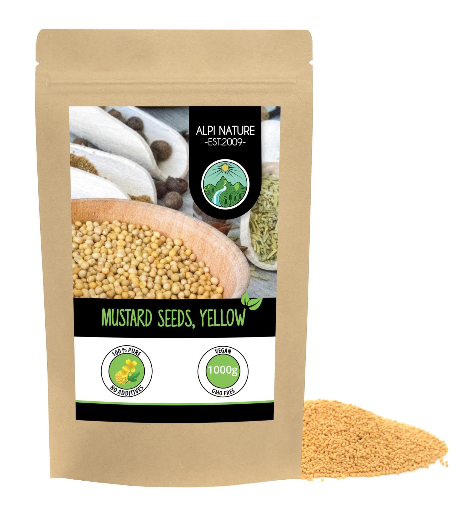 Organic Yellow & White Mustard Seeds 1kg - 100% Natural & Vegan - Buy Online on GoSupps.com