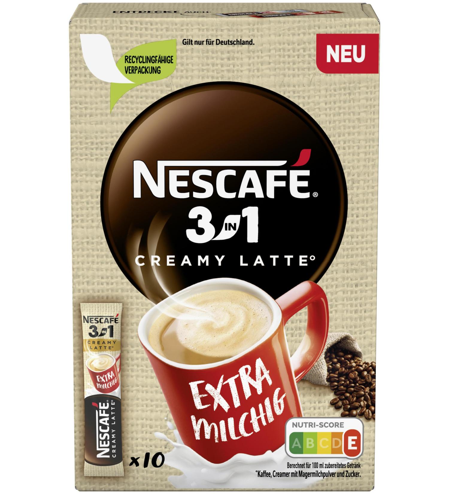 Nescaf 3-in-1 Creamy Latte Beverage Powder Sticks - Instant Coffee with Milk & Sugar Exquisite Soluble Bean Coffee - 1 Pack (1g) for International Shipping - Buy Online on GoSupps.com