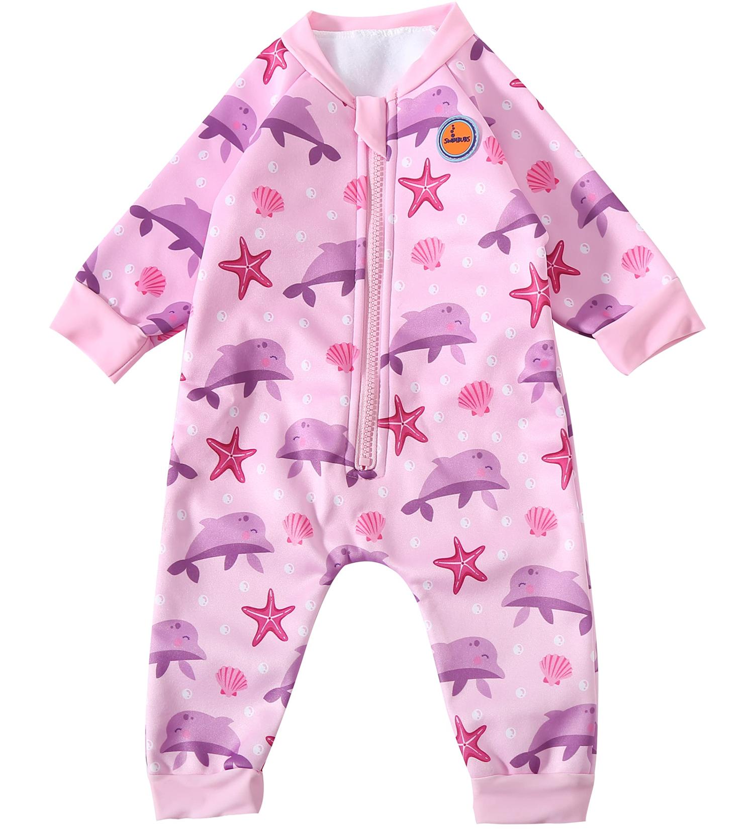 Swimbubs Baby Swimming Warm Suit | Fleece Lined Wetsuit | 6-12 Months | Pink Dolphin Design - Buy Online on GoSupps.com