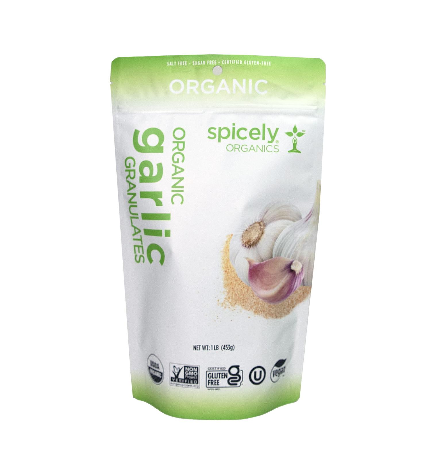 Spicely Organic Garlic Granulates 1 Lb Bag Certified Gluten Free 1 Pound (Pack of 1)