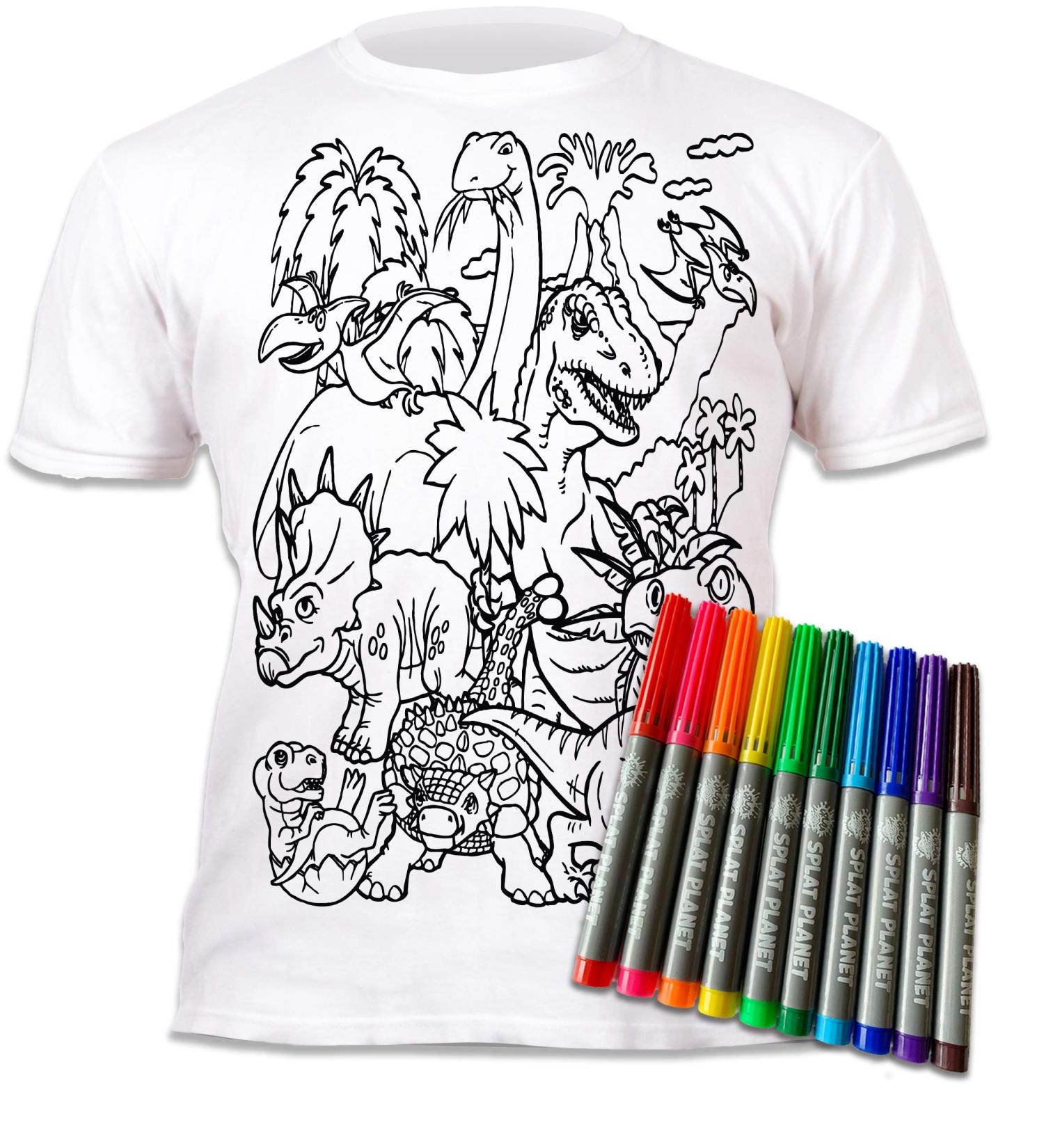 Splat Planet Color in Dinosaur T-Shirt | 10 Washable Pens | Reusable Design | Age 5-6 - Buy Online on GoSupps.com