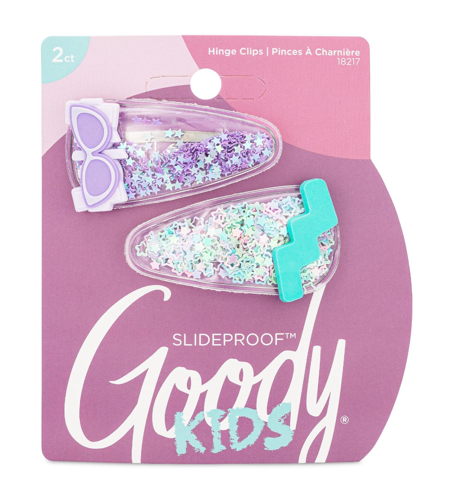 Goody Kids Slideproof Hair Snap Clips - Nostalgia Glitter (2 Count) | Hinge Clips for All Hair Types - Pain-Free Accessories for Women and Girls - Buy Online on GoSupps.com