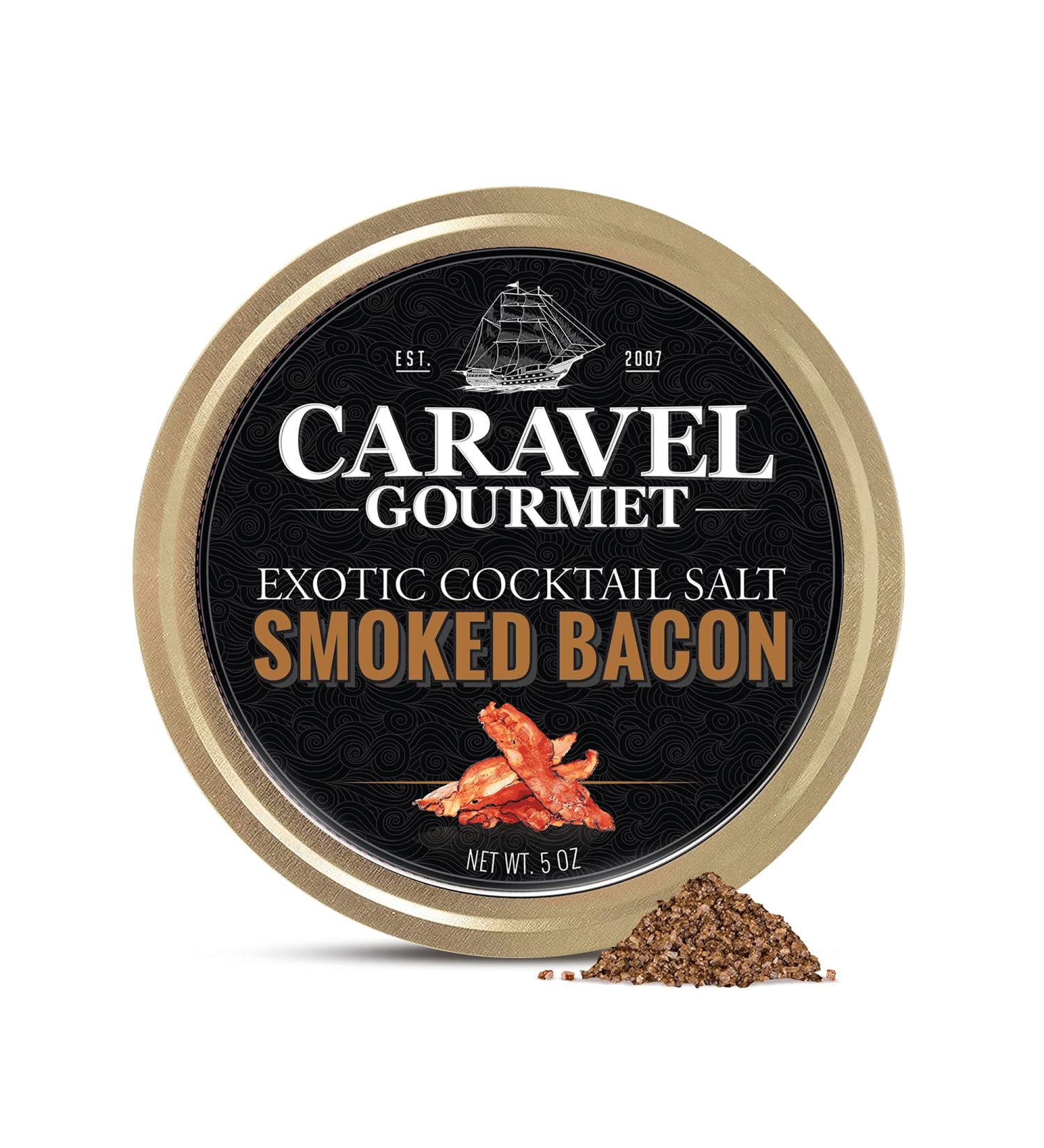 Caravel Gourmet Smoked Bacon Cocktail Salt 5oz - All Natural Bacon Salt for Bloody Marys and Margaritas - Buy Online on GoSupps.com