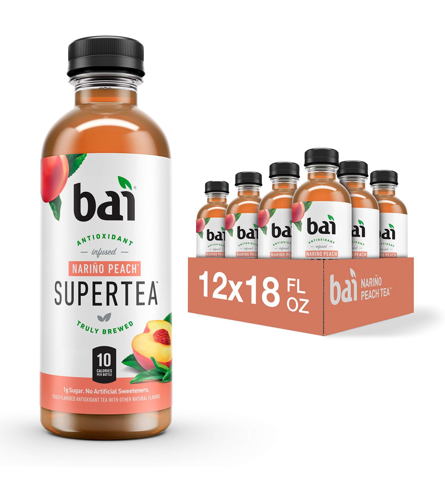 Bai Iced Tea Narino Peach Antioxidant Supertea - 12 Pack, 18 Fl Oz Bottles - Buy Online on GoSupps.com