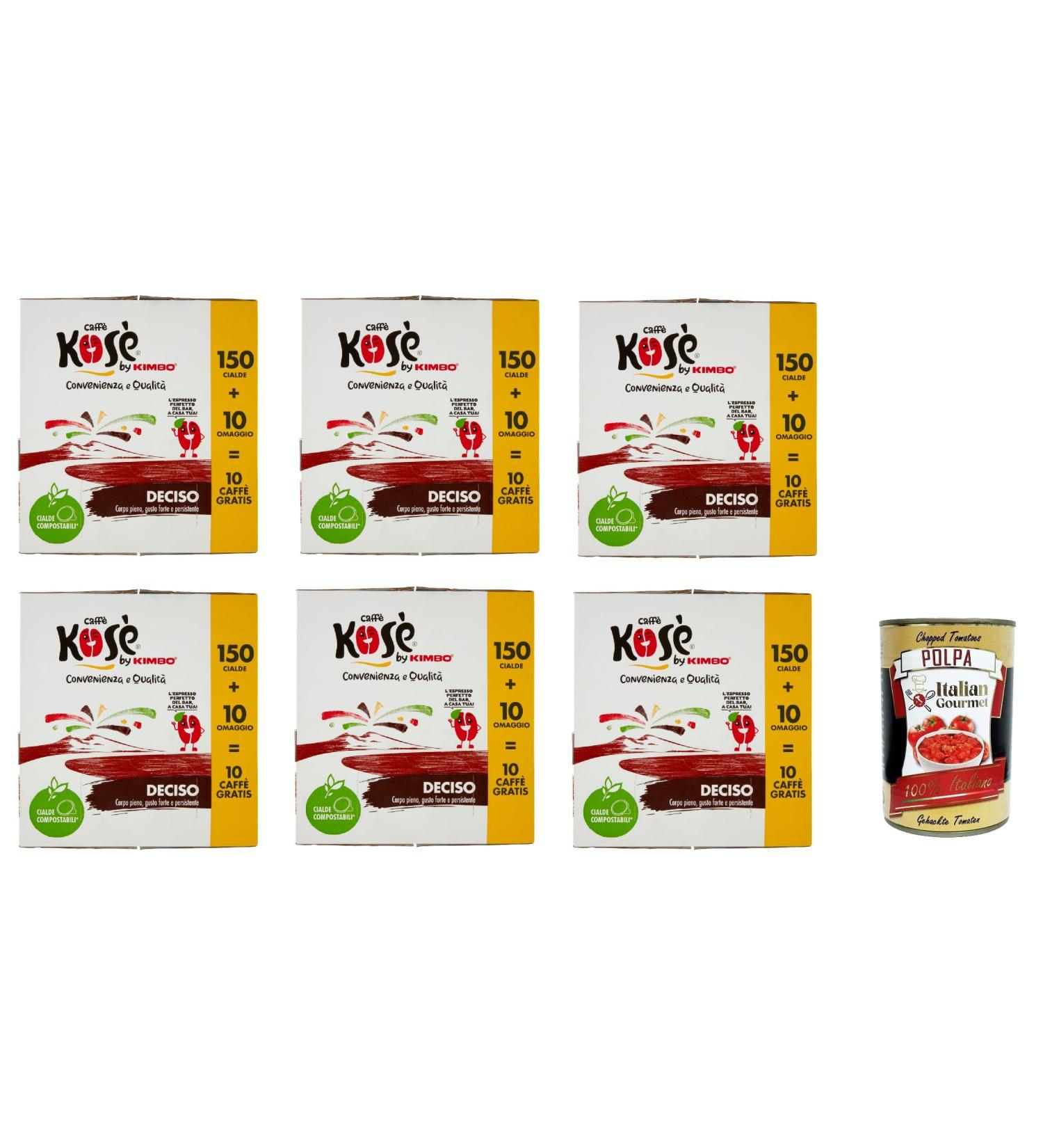 Italian Gourmet E.R. Lot of 6 units Coffee Coffee by Kimbo Deciso Espresso that 160 units coffee 44 mm + Italian pulp Gourmet 400 g