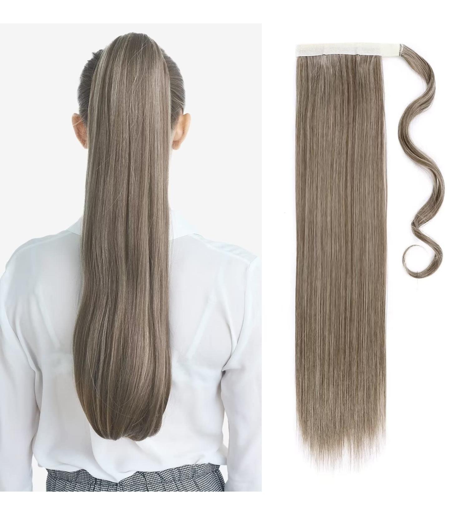 Tess Ponytail Extension - 60 cm Ash Brown & Bleach Blonde Braid | 90g Long Hair Extensions for Effortless Style - Buy Online on GoSupps.com