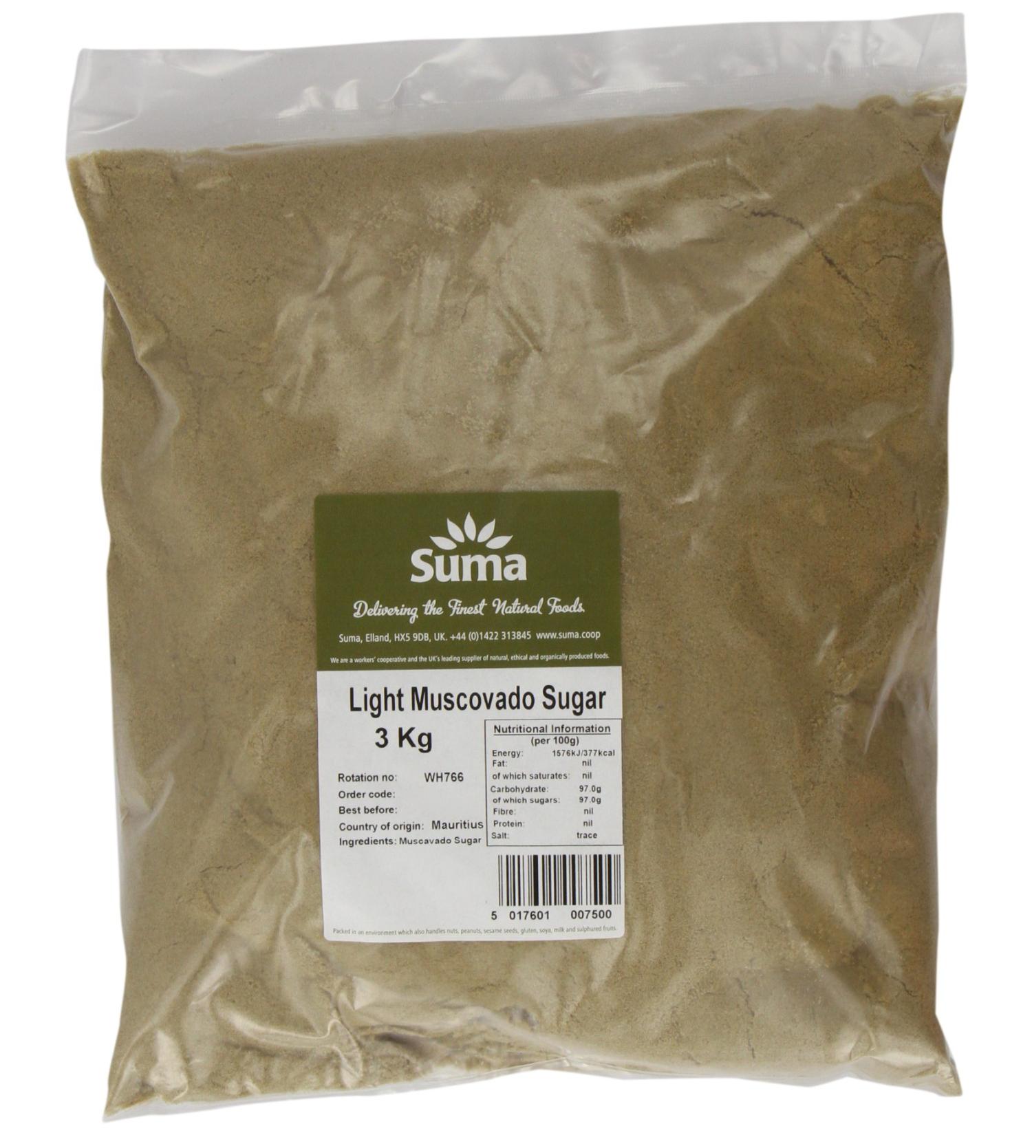 Suma Light Muscovado Sugar 3kg - Natural and Unrefined Sweetener - Buy Online on GoSupps.com