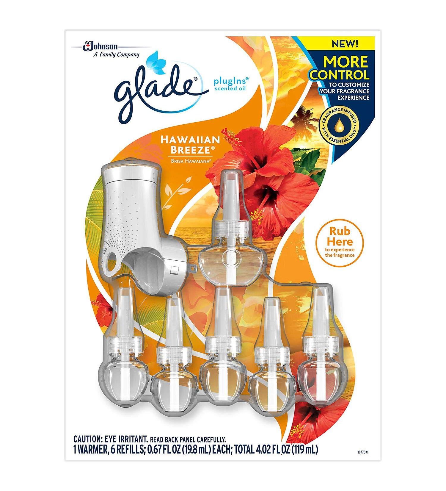 Glade PlugIns Scented Oil Warmer plus 6 Refills Hawaiian Breeze
