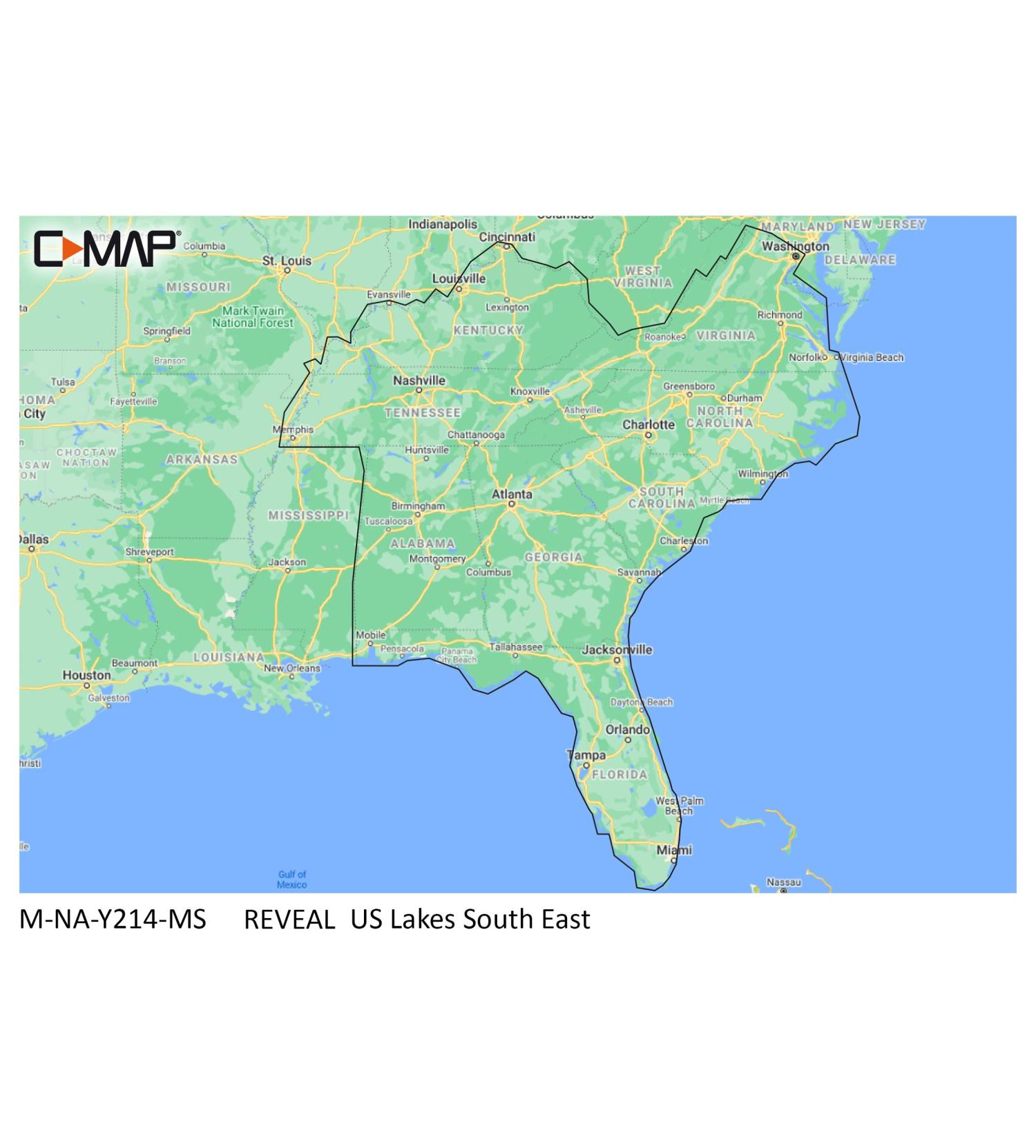C-MAP Reveal Lake Charts with Shaded Relief & Custom Depth Shading - South East US Lakes - Buy Online on GoSupps.com