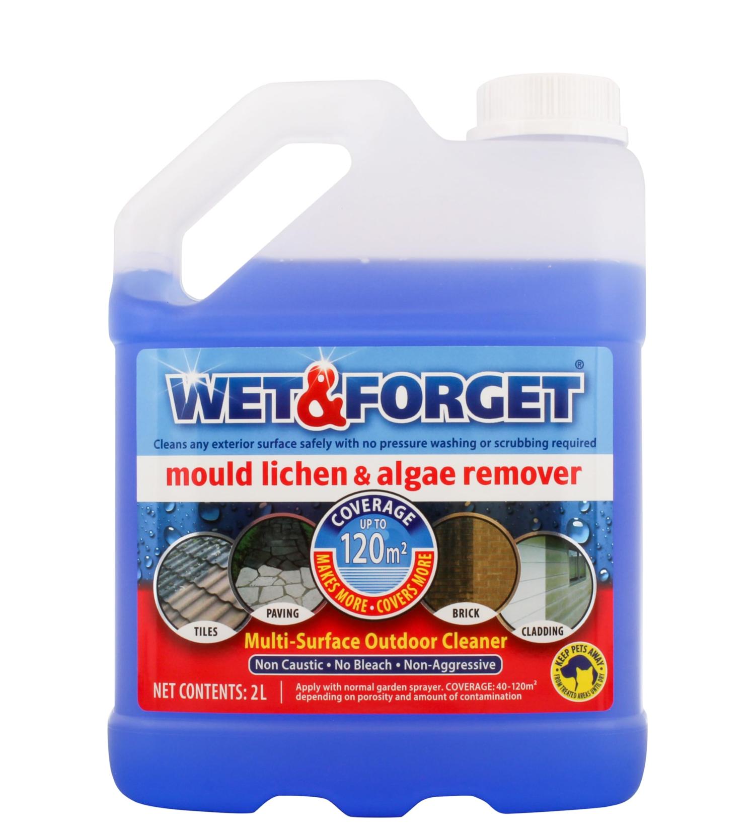 Wet & Forget 2L Mould, Lichen & Algae Remover - Bleach Free Outdoor Cleaning Solution - Buy Online on GoSupps.com
