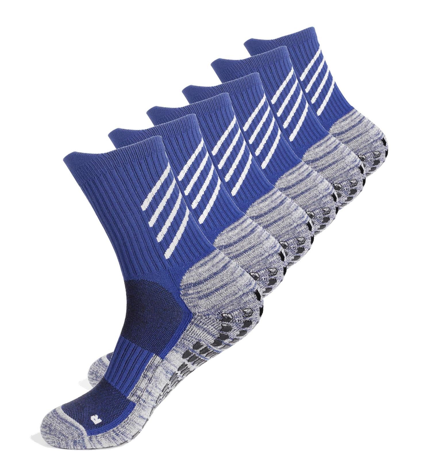 Slip-Proof Football Socks for Men & Women | Anti-Slip Grip Socks for Rugby Basketball Yoga Hiking & Running | Navy 3-Pack - Buy Online on GoSupps.com
