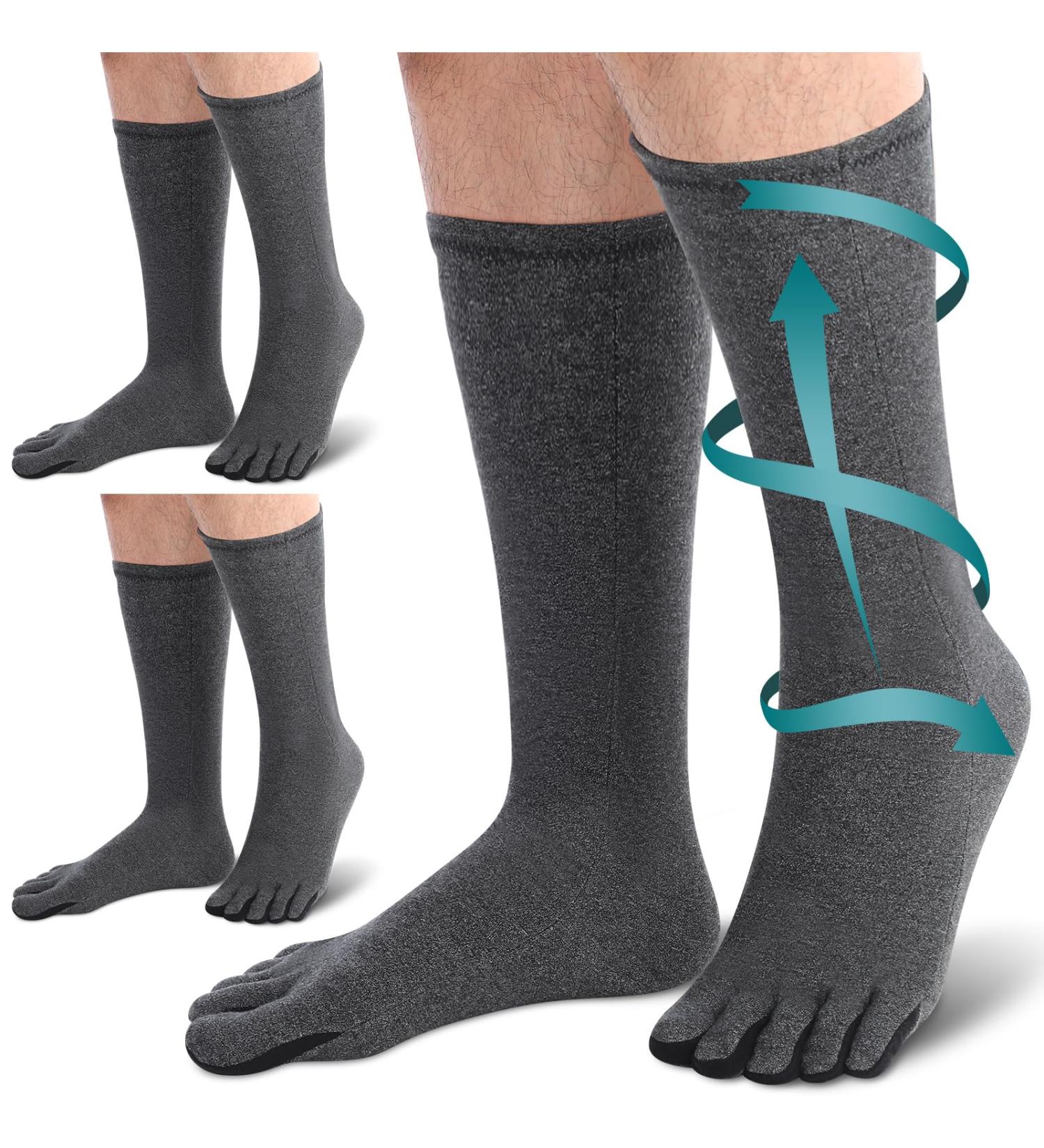 Blosssound Arthritis Compression Socks - 3 Pairs of Five Toe Pain Relief Socks for Men & Women | Swelling & Circulation Support - Buy Online on GoSupps.com