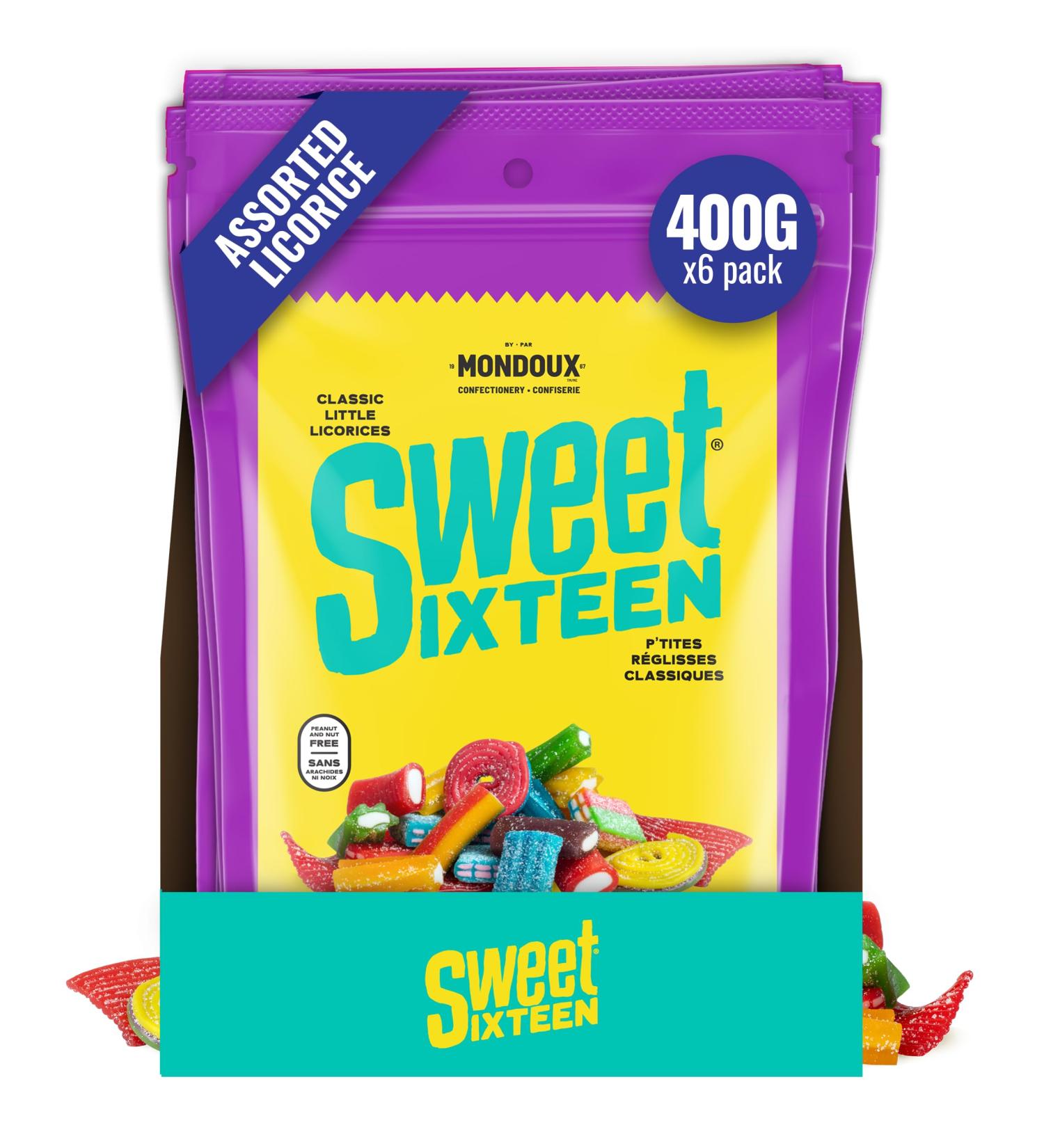 Sweet Sixteen Assorted Licorice Candy Classic Mix of Sugar-Coated Gummies 6 packs x 400g Peanut & Nut-Free Candies Soft Chewy and Always Fresh Classic Licorice 400 g (Pack of 6) - Buy Online on GoSupps.com
