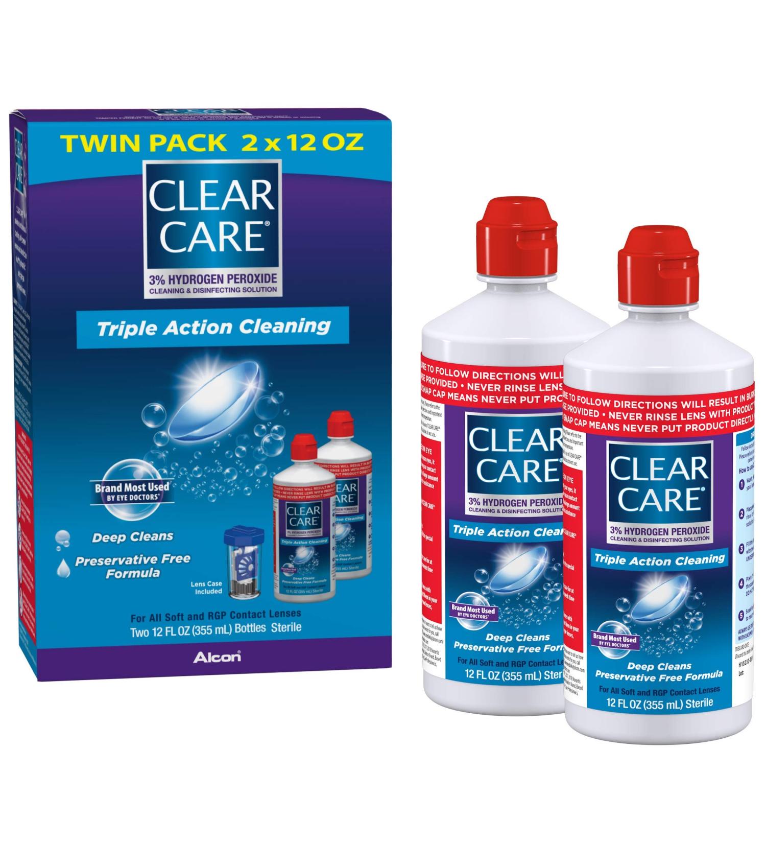 Clear Care Cleaning Solution Twin Pack - 12-Ounces Each with Lens Case - Buy Online on GoSupps.com