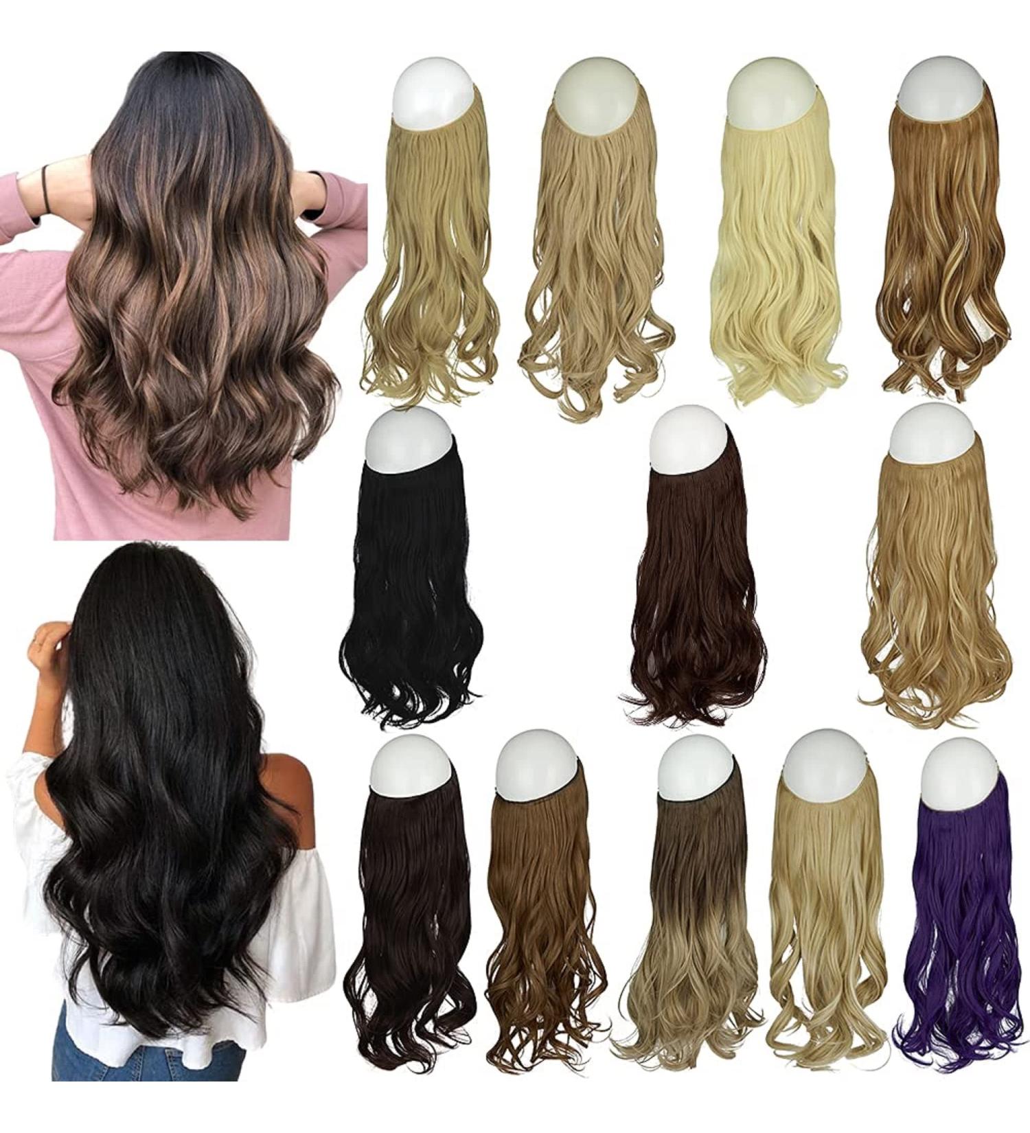 Hidden Halo Hair Extensions | Invisible Crown 18 Curly Medium Brown | Synthetic | Easy to Wear - Buy Online on GoSupps.com