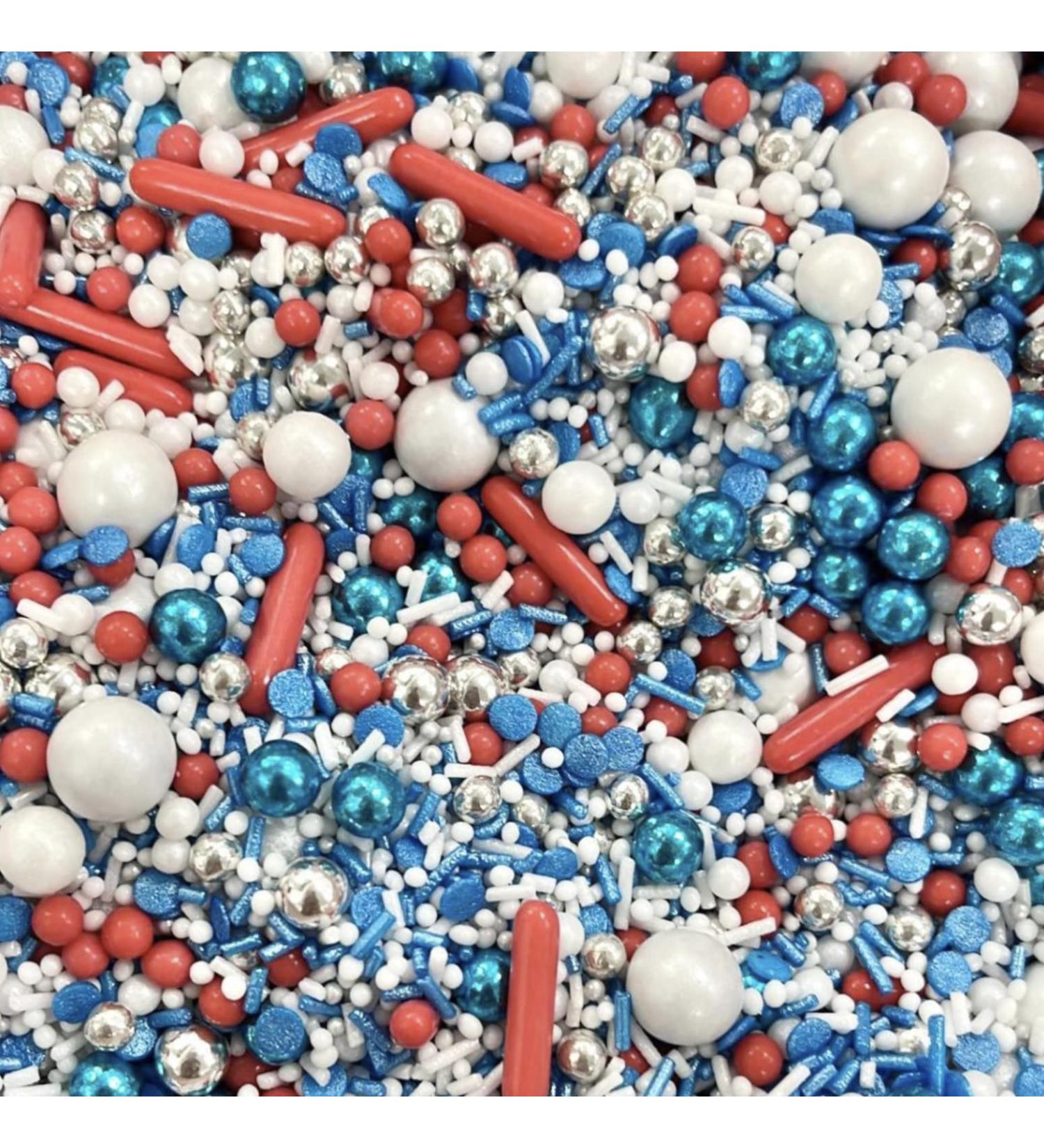 Red white blue sprinkles royal British England football party cupcake cookies cake toppers pearls balls decoration baking topper sports THE NATIONS FAVOURITE