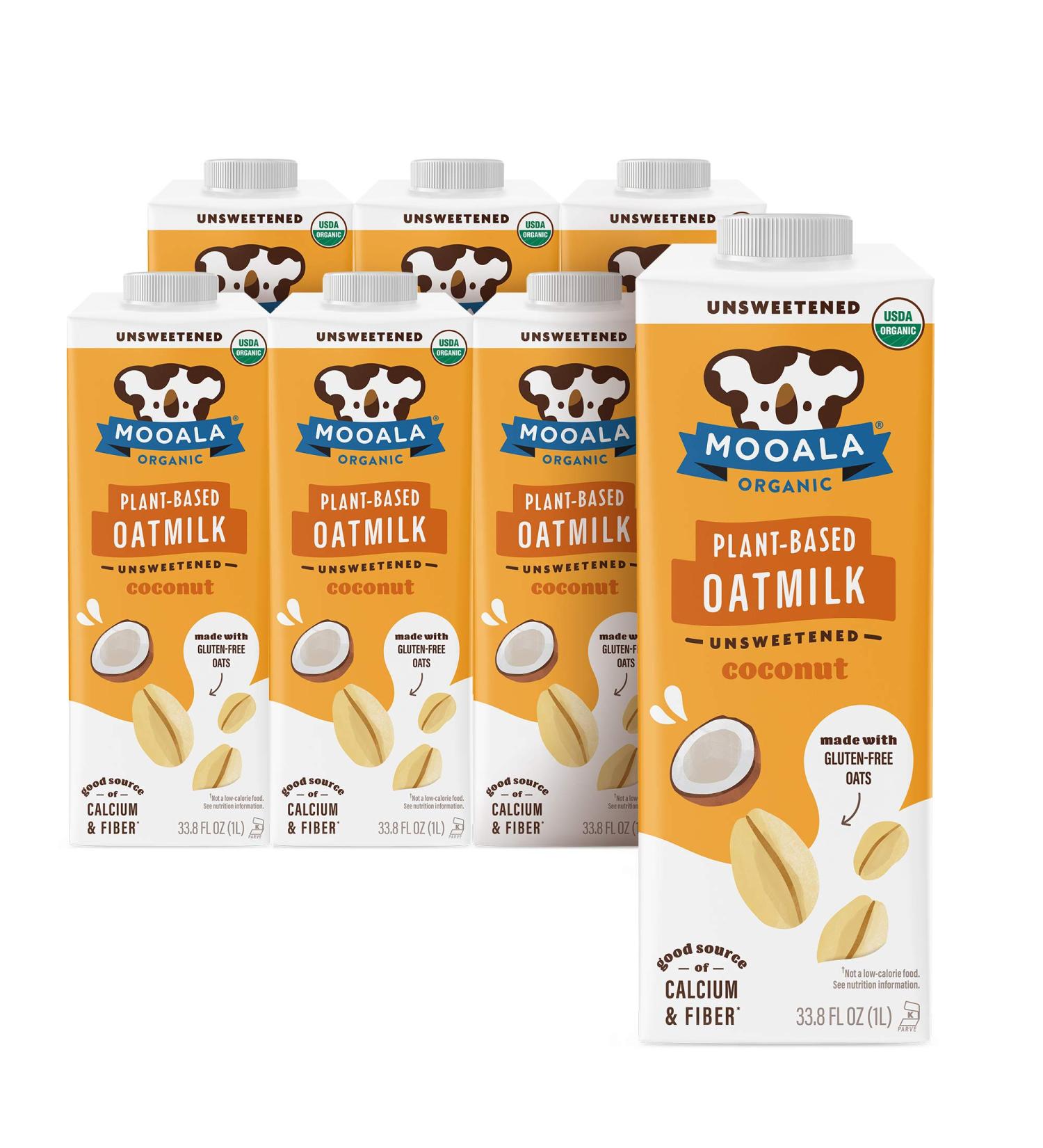 Mooala Organic Coconut Oatmilk Unsweetened 1L (Pack of 6) | Non-Dairy, Gluten-Free, Vegan & Plant-Based Beverage - No Added Sugar | Shelf-Stable - Buy Online on GoSupps.com