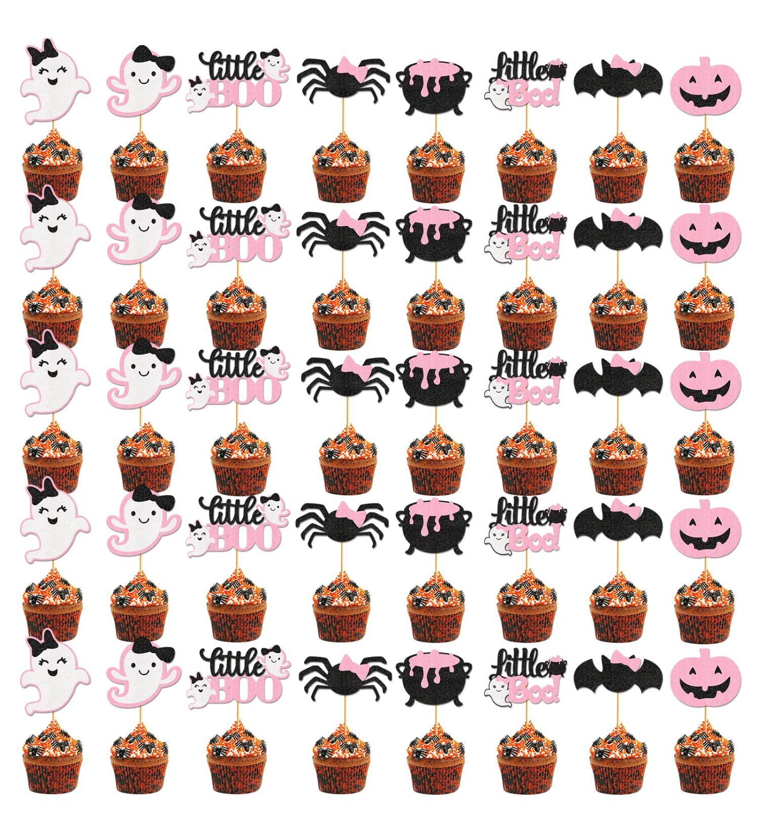 Halloween Cupcake Topper Picks Halloween Pumpkin Bat Spider Web Skull White Ghost Cupcake Decorations for Halloween Birthday Party favor Supplies - Buy Online on GoSupps.com