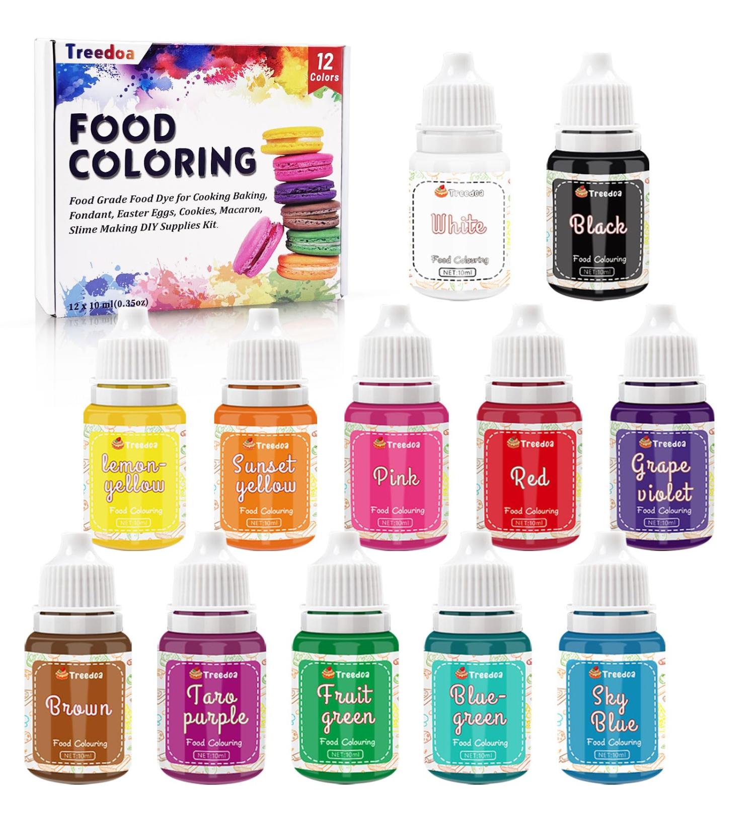 12 Colors x 10ml Food Coloring Set for Baking & Cake Decorating - Food Grade Dye for Fondant, Slime Making, DIY Supplies - 0.35 Fl. oz/Bottles - Buy Online on GoSupps.com