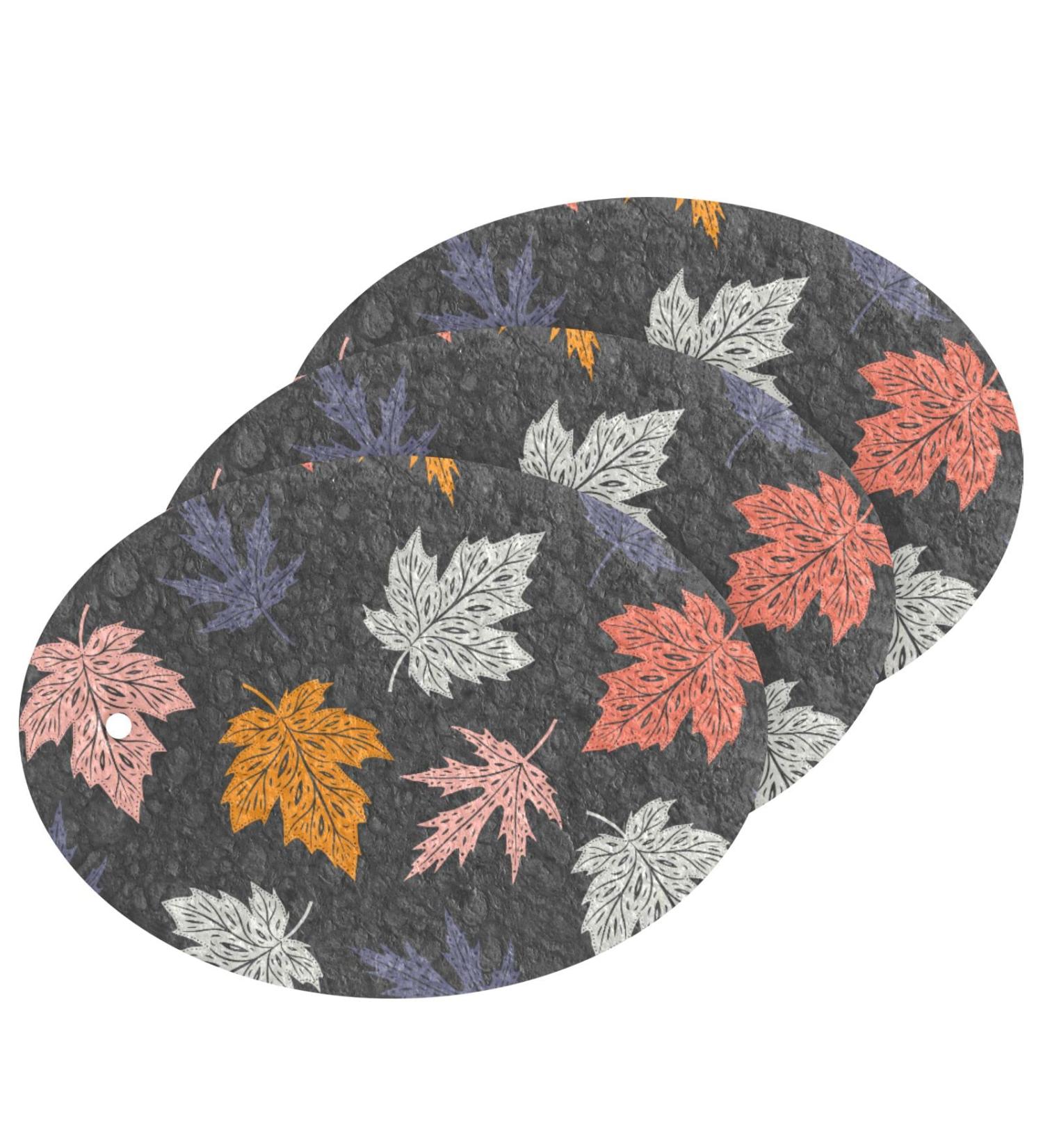 3-Pack Cleaning Kitchen Sponges Oval Colorful Maple Leaves Kitchen Cellulose Dishwashing Wood Pulp Cotton - Buy Online on GoSupps.com