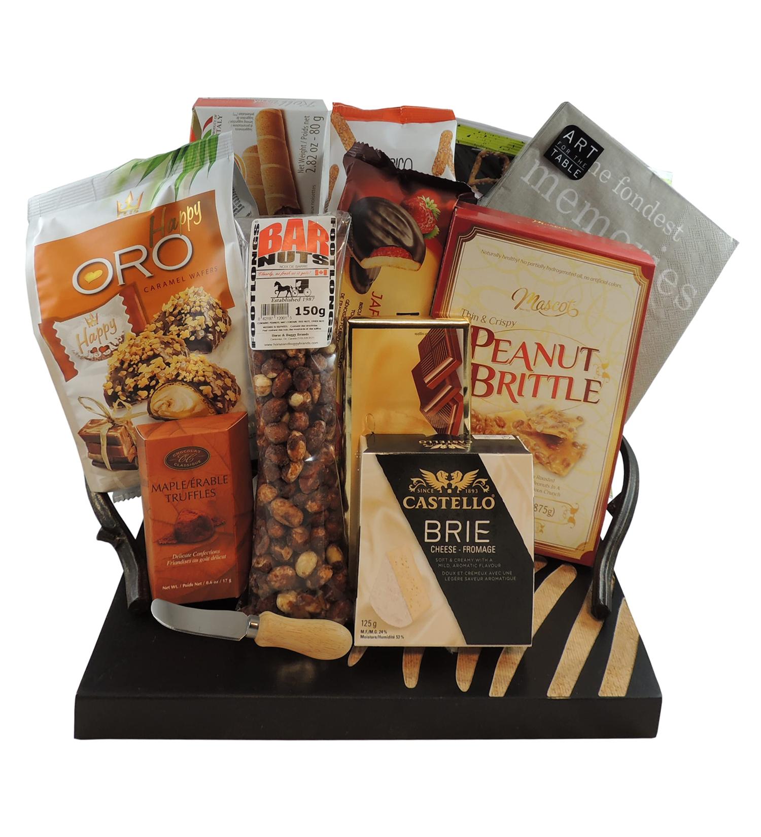 Fondest Memories Gift Basket Wood Serving Tray Peanut Brittle Cheese Nuts Chocolates and More - Buy Online on GoSupps.com