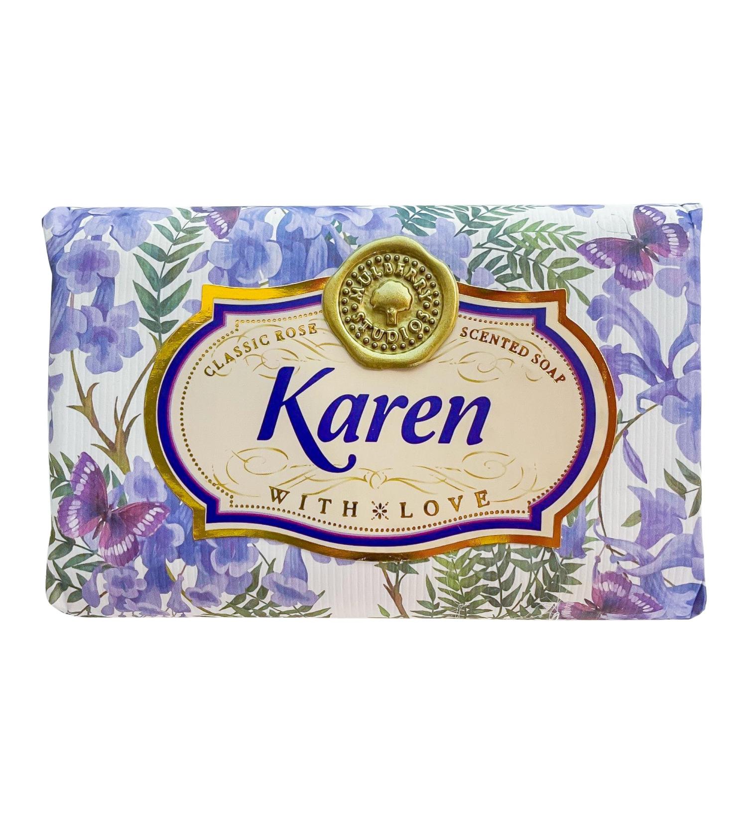 Karen - Gift Soap Bar For Her Birthday Rose Scent Mum Grandmother Cleanser Lather Present Girl