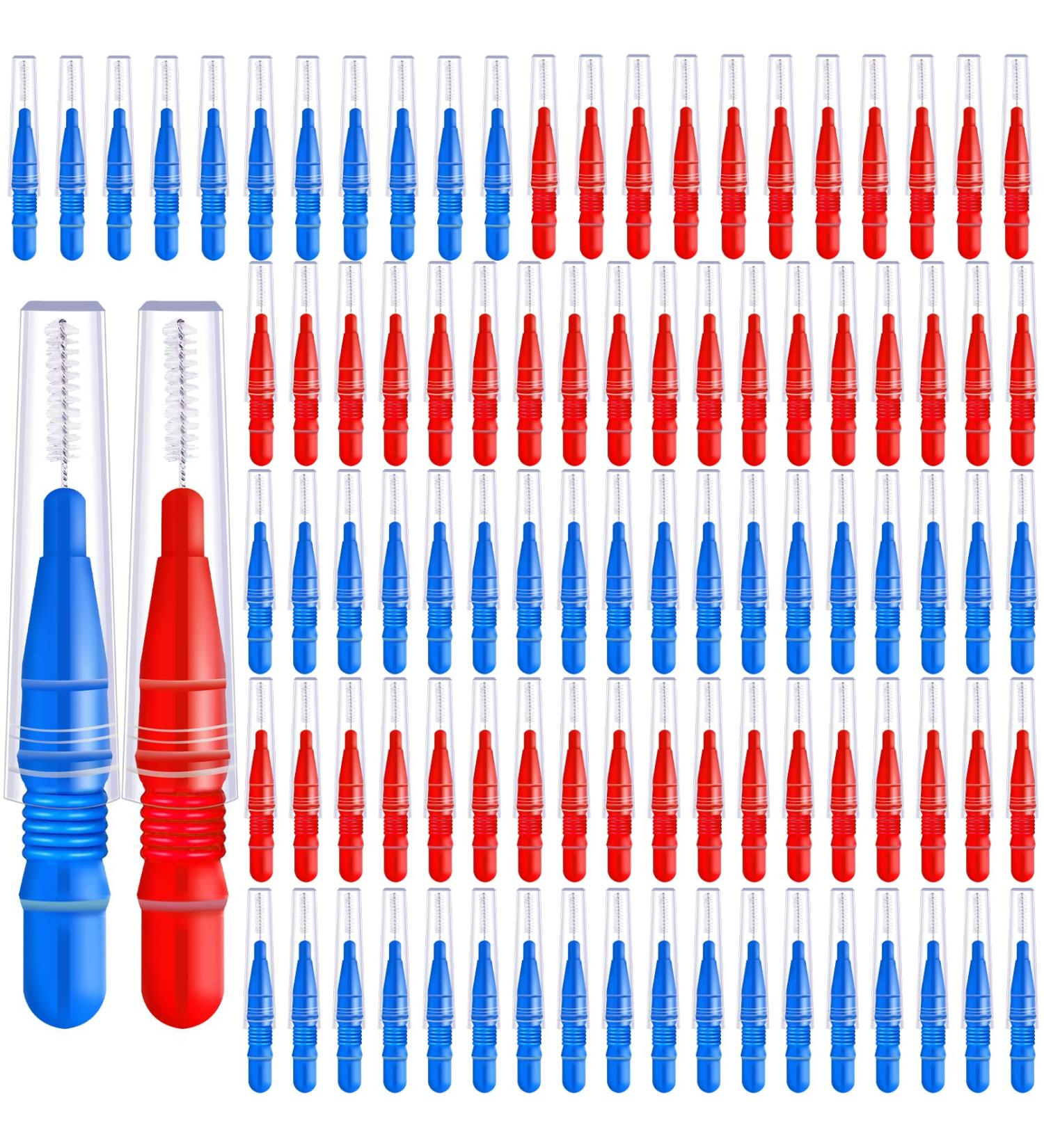 Vetory 100 Interdental Brushes - Effective Tooth Cleaning Tool for Dental Hygiene | Floss Picks for Interdental Spaces (Red & Blue) - Buy Online on GoSupps.com