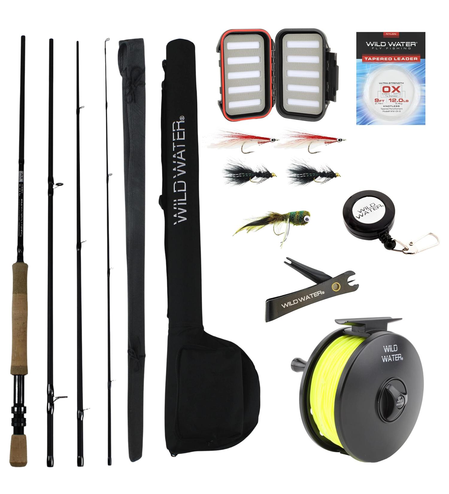 Wild Water Fly Fishing 9ft 4-Piece 7/8 Weight Rod & Reel Combo Starter Package with Flies - Buy Online on GoSupps.com