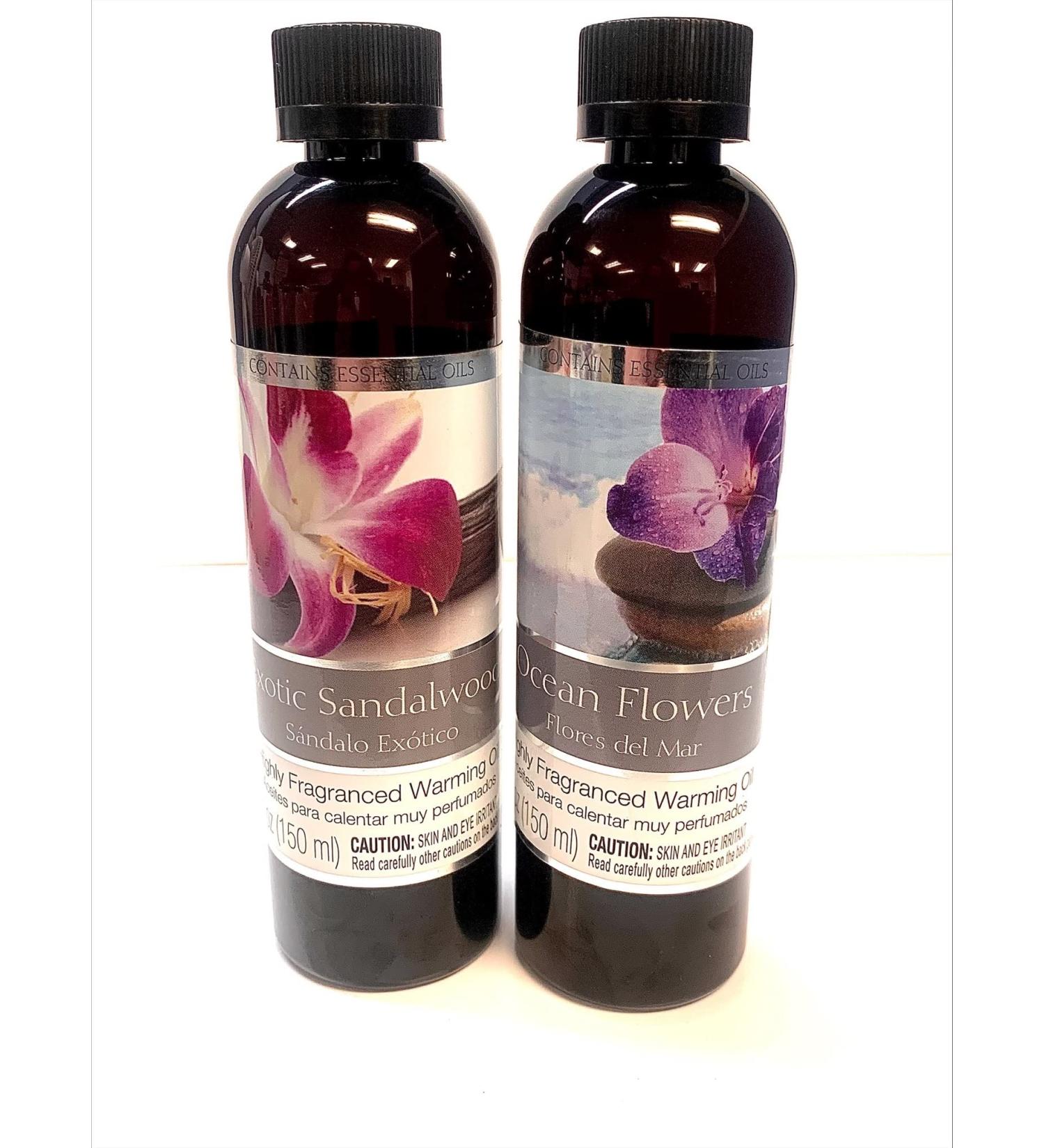 Hosley Set of 2 Assorted Fragrance Warming Oils - Exotic Sandalwood & Ocean Flowers | Spa Meditation Bathroom & Wellness Gift | 5oz Each - International Shipping - Buy Online on GoSupps.com