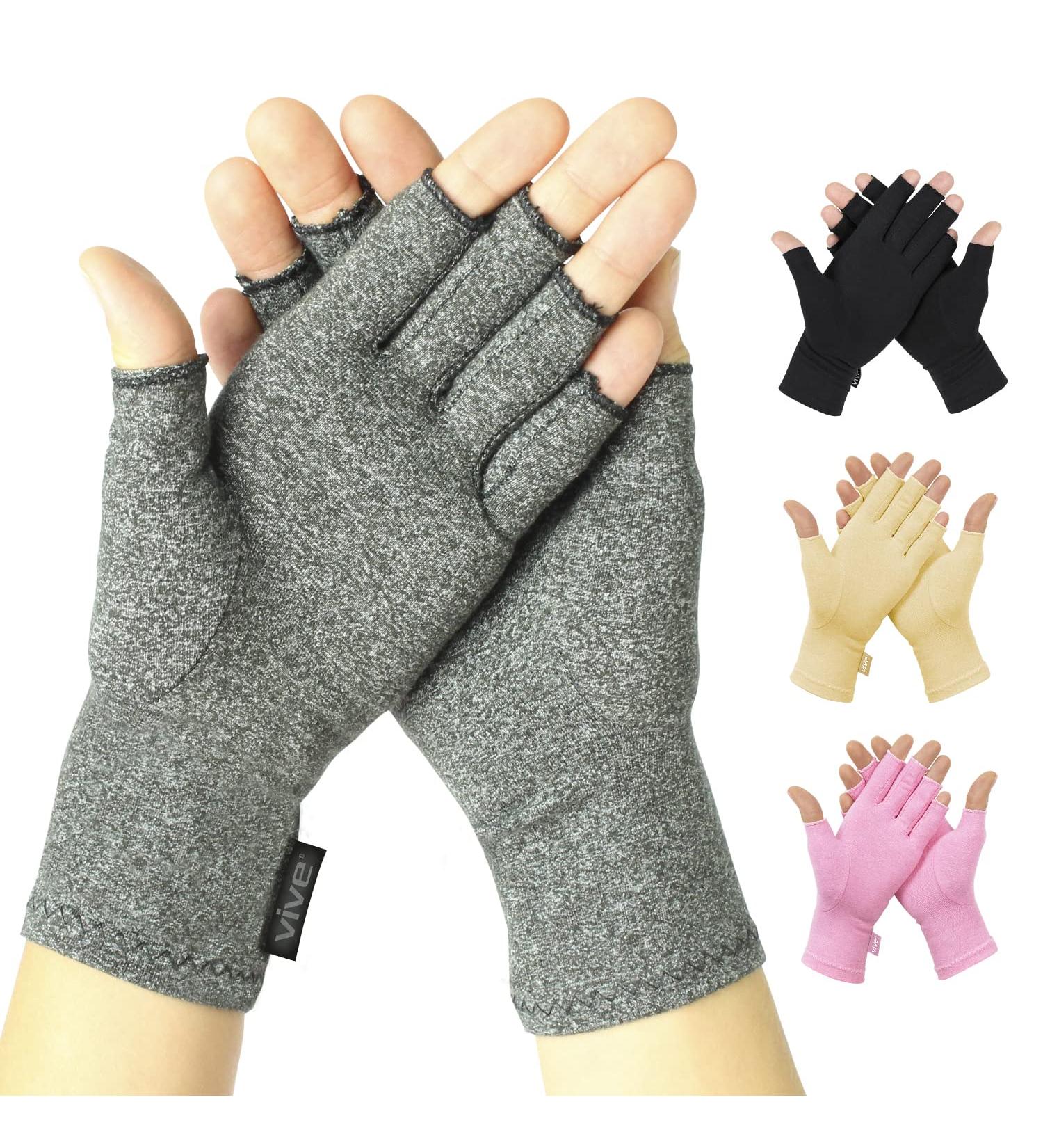 Vive Arthritis Gloves - Compression Hand Glove for Arthritis Relief - Carpal Tunnel Support - Grey Medium - Buy Online on GoSupps.com