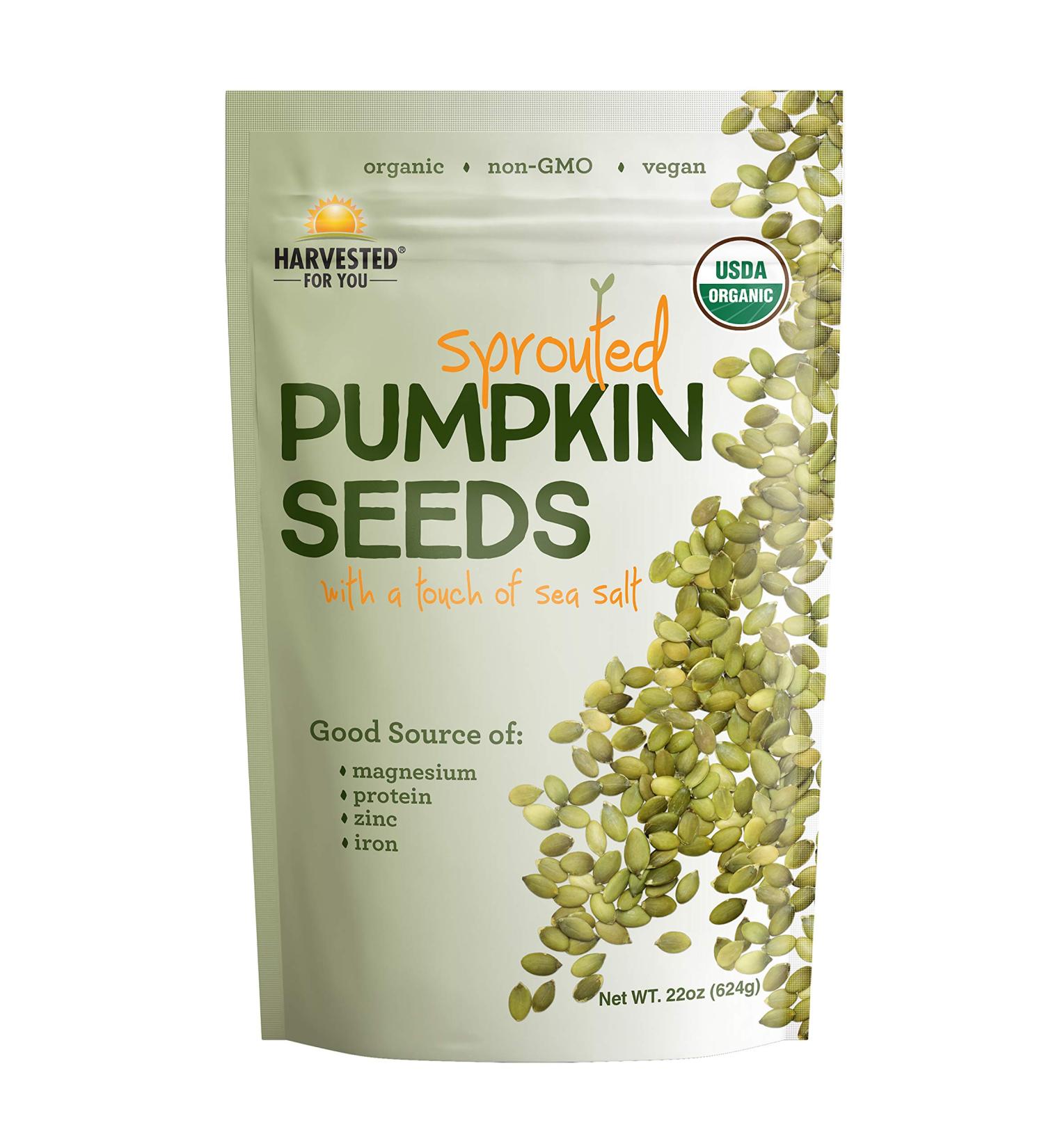 Organic Sprouted Pumpkin Seeds with Sea Salt 22oz Bag | Non GMO, Keto Snacks, Paleo, Gluten Free, Vegan | High Protein, Low Glycemic Index | Peanut Free Facility | 22 Ounce Pack - Buy Online on GoSupps.com