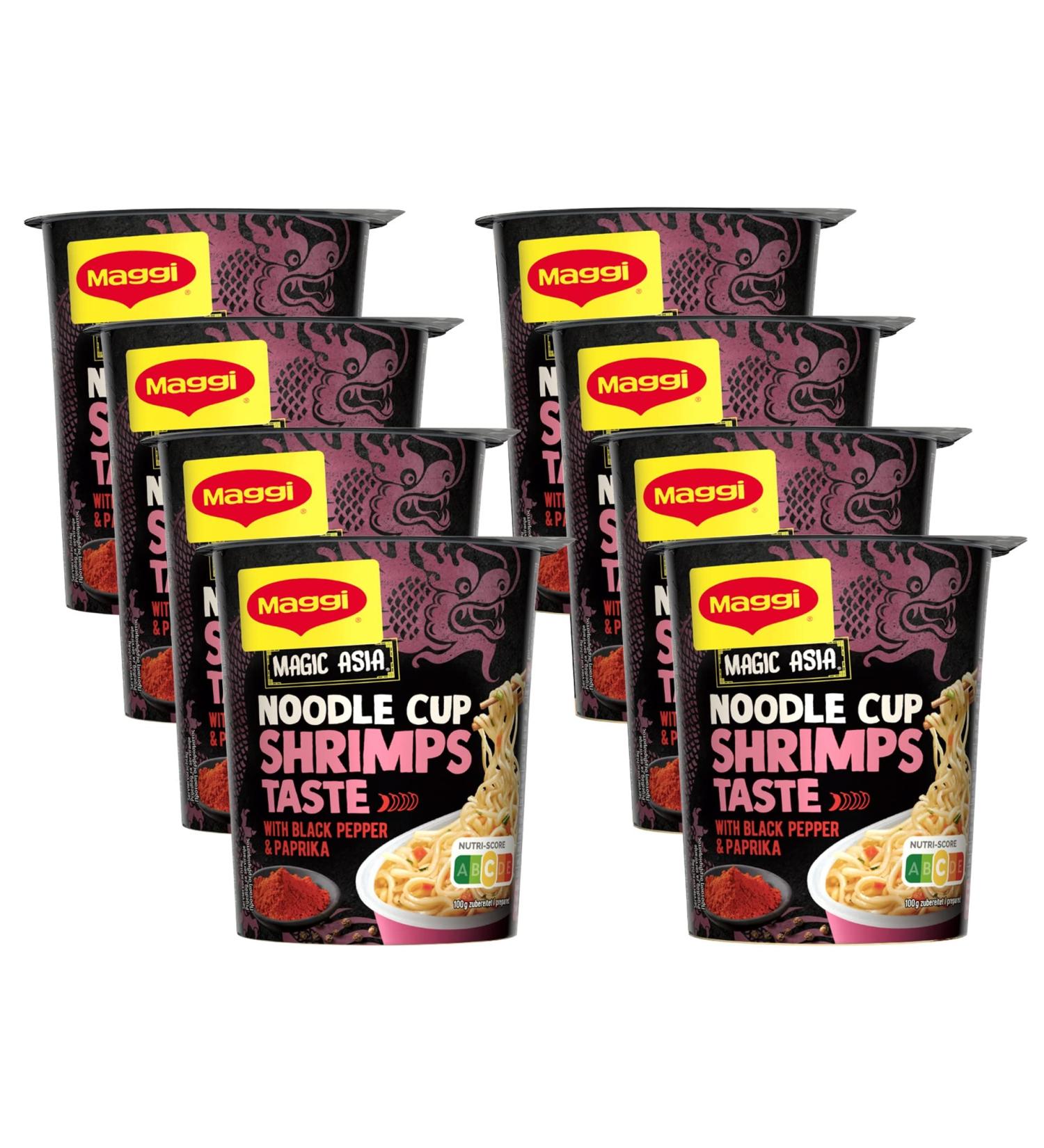 Buy Maggi Magi Magic Asia Noodle Cup Shrimps - Instant Asian Snack 8 Pack (8x64g) - Savory Shrimp Flavor Ready Meal - Buy Online on GoSupps.com