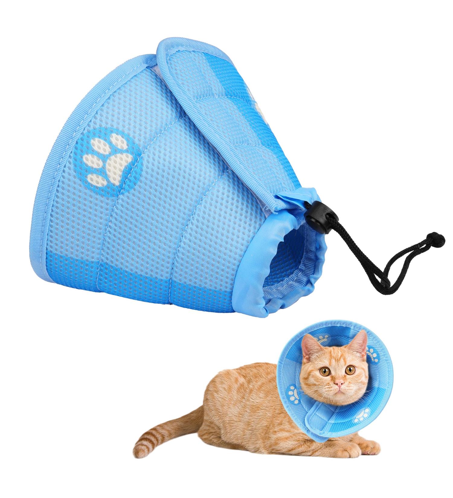 Adjustable Soft Cat Cone Collar | Protective Recovery Collar for Cats Puppies & Small Dogs - Blue (L) - Buy Online on GoSupps.com