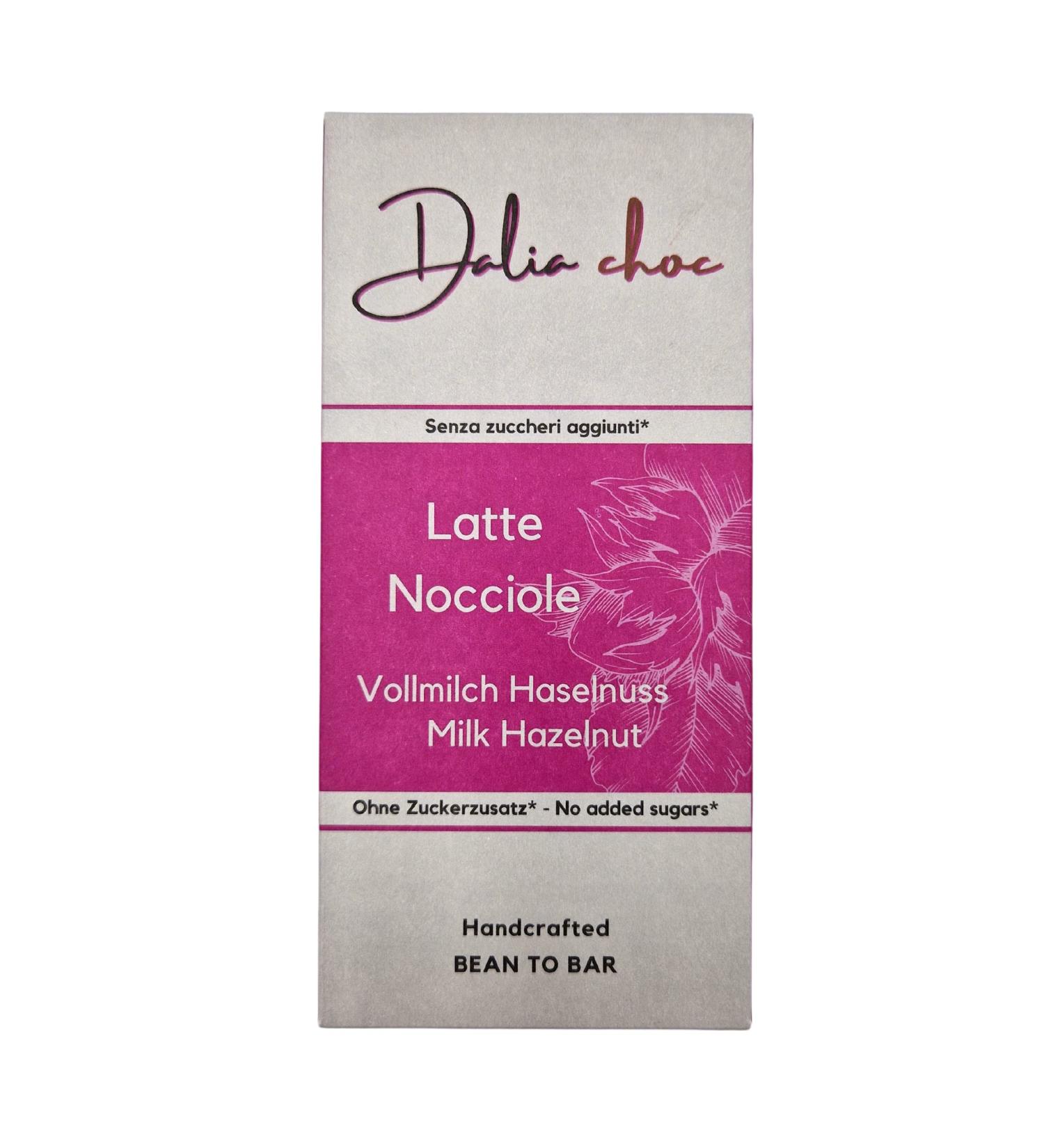 Dalia Choc - PREMIUM Chocolate Bars 70 gr | No added sugar - sweetened with erythritol | Made in Italy | BEAN TO BAR (Latte - Hazelnuts) - Buy Online on GoSupps.com