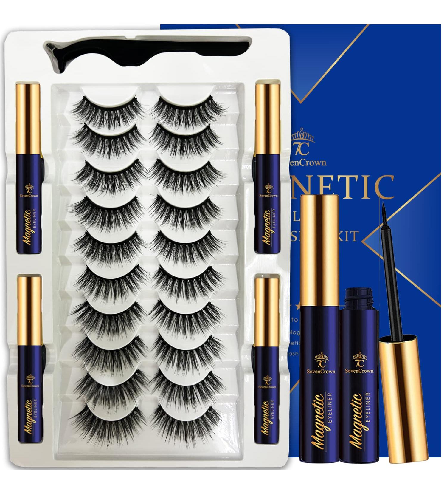 SevenCrown Cat-Eye Magnetic Lashes Kit - 10 Pairs | Natural Look, Reusable, Cruelty-Free - Buy Online on GoSupps.com