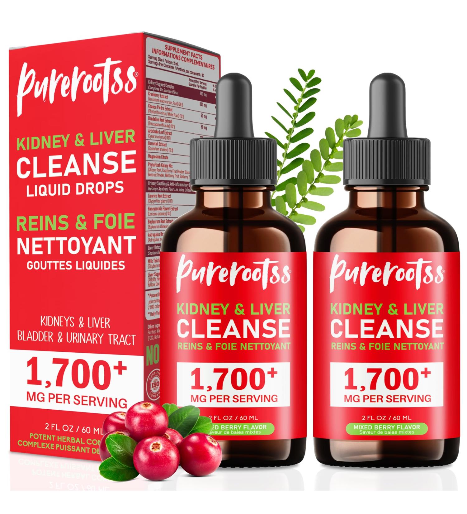 Kidney Cleanse Detox & Repair Drops Pack 2 Chanca Piedra Stone Breaker Formula with Cranberry Artichoke & Milk Thistle Liver Urinary Tract & Bladder Support Mixed Berry Flavor 2 Fl Oz (Pack of 2) - Buy Online on GoSupps.com