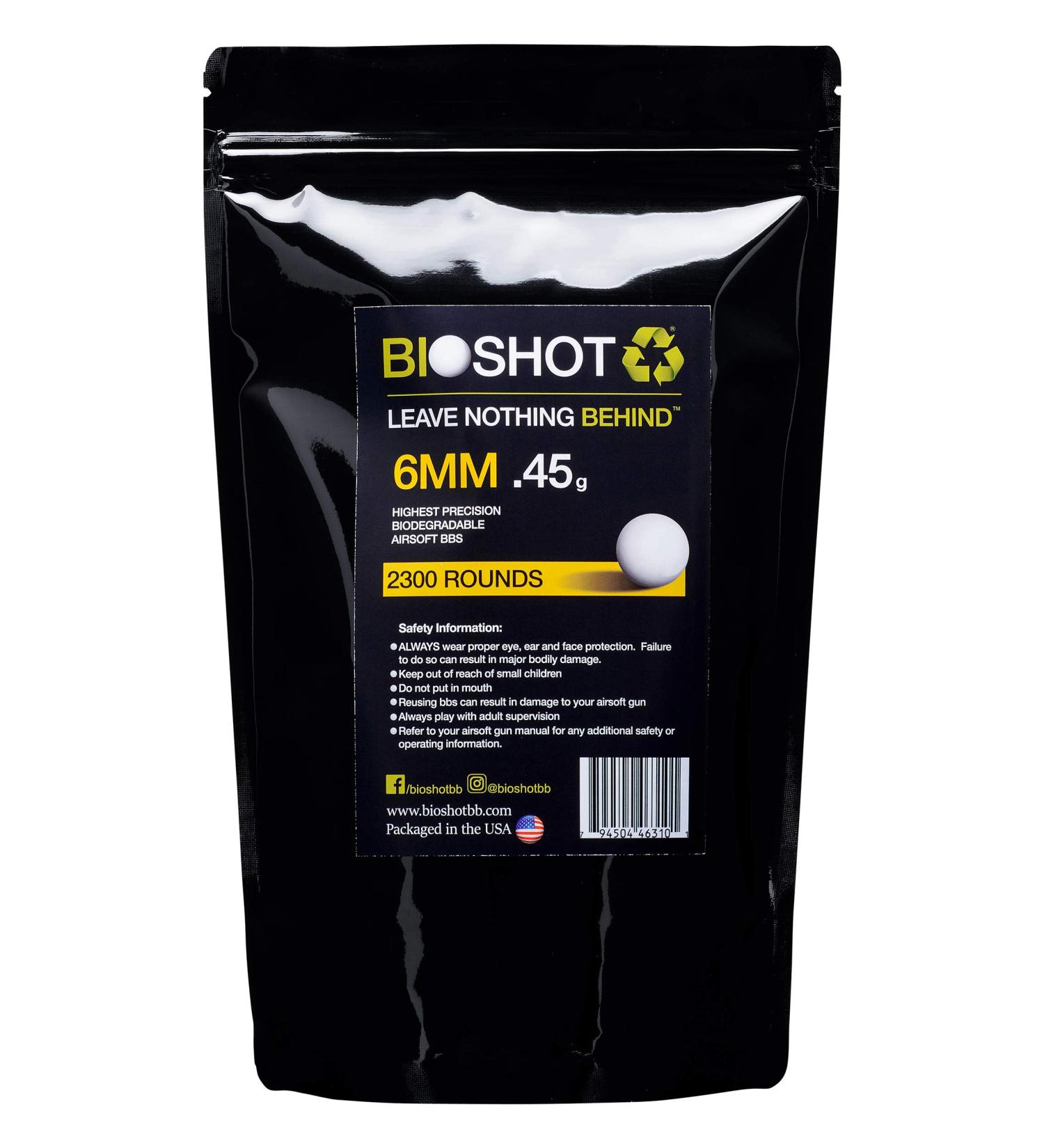 Bioshot Biodegradable Airsoft BBS .45g Super Slick Polish - 2300 Rounds White | Sniper Weight Seamless Competition Grade for 6mm Airsoft Guns - Buy Online on GoSupps.com