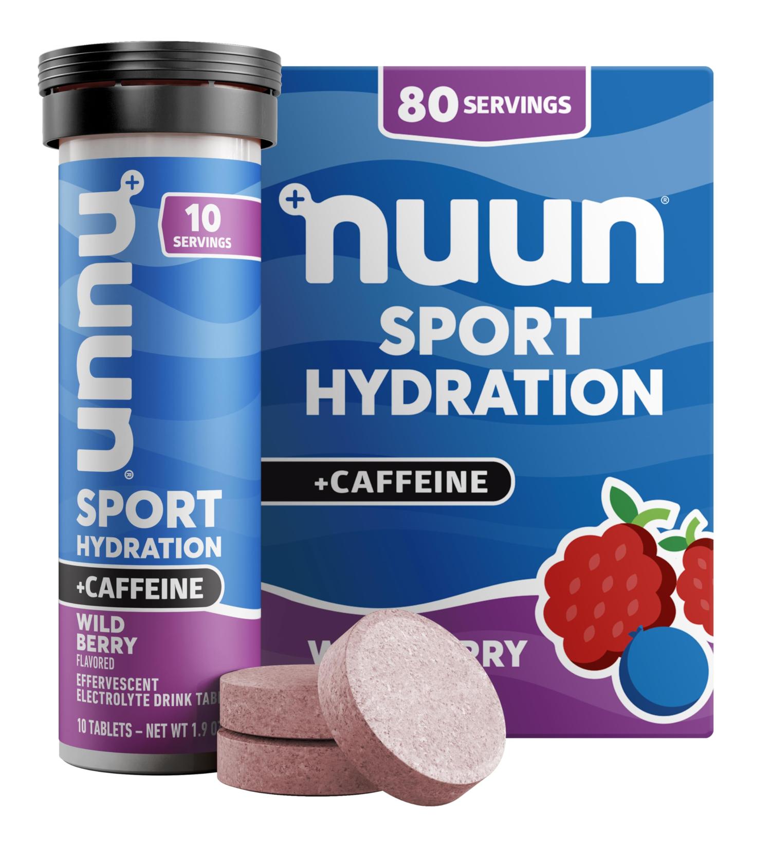 Nuun Electrolyte Drink Tabs Energy Wild Berry 8 Count 1.9 Ounce Wild Berry - With Caffeine 10 Count (Pack of 8) - Buy Online on GoSupps.com