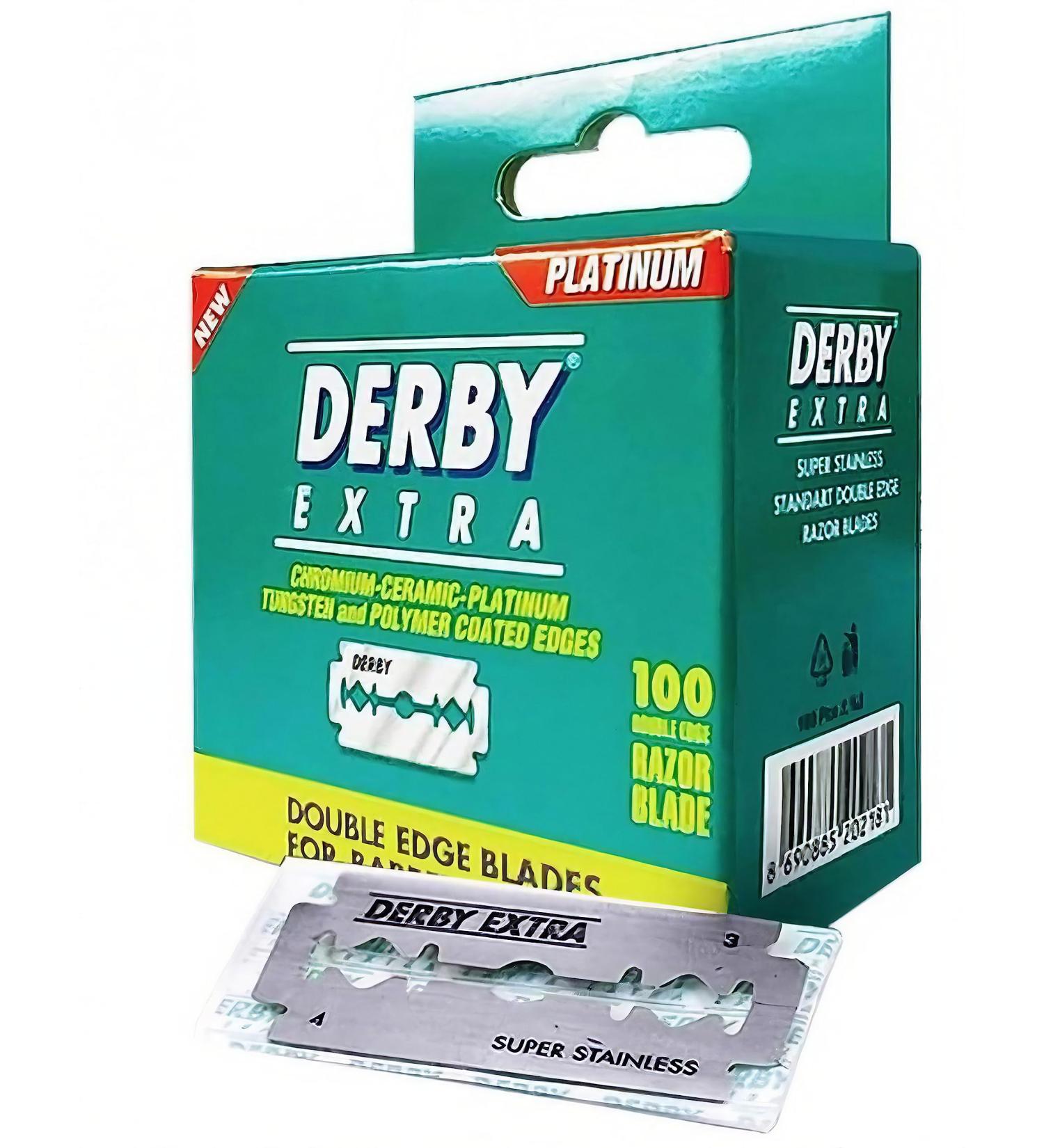 Derby Extra Double Edge Safety Razor Blades Silver 100 Count (Pack of 1) Package May Vary