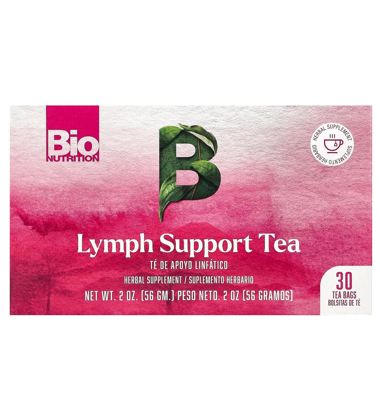 Bio Nutrition Lymph Support Tea, Caffeine Free, 30 Tea Bags, 2 oz (56 g) - Buy Online on GoSupps.com