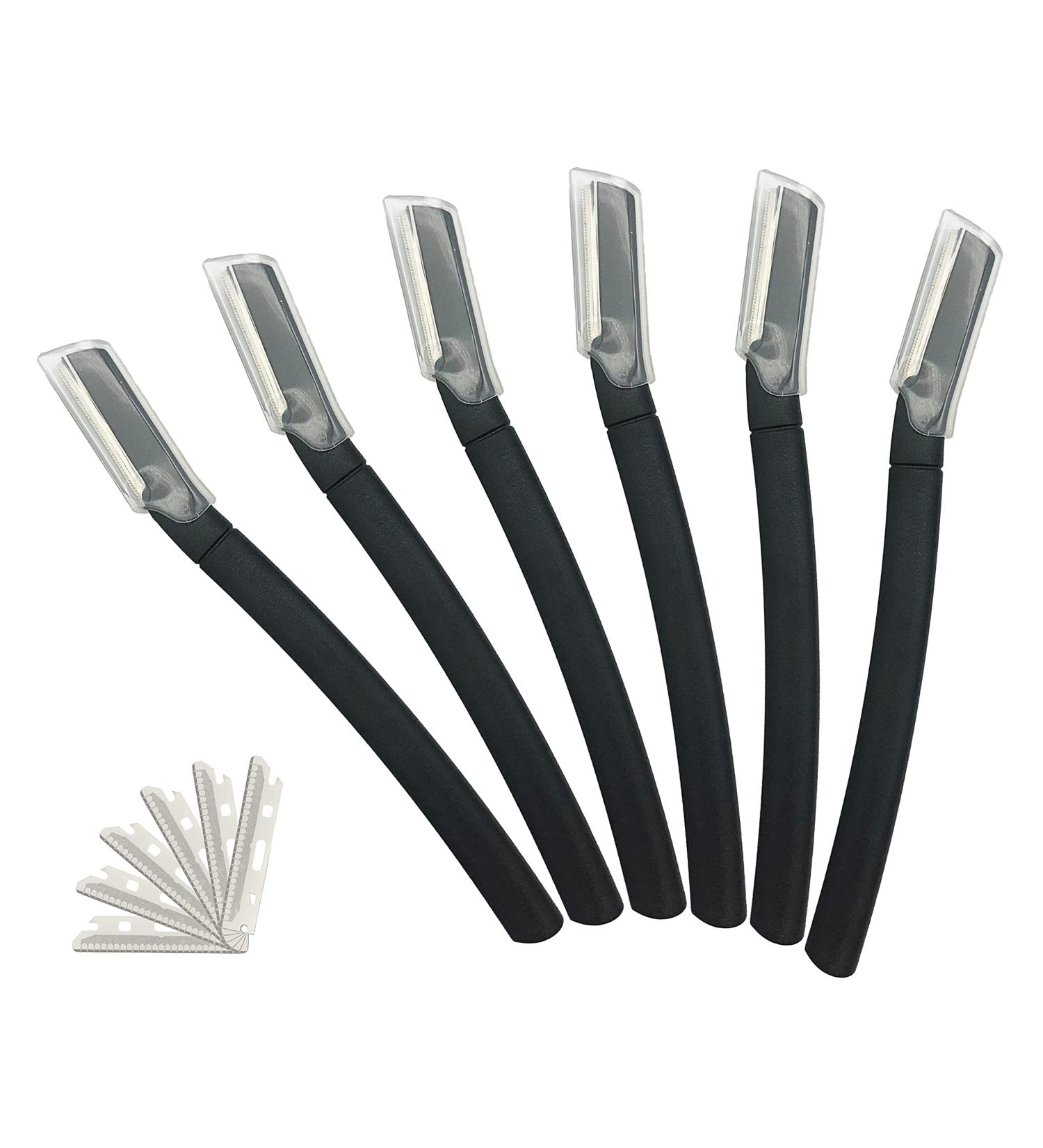 Mocuarto 6-Piece Eyebrow & Facial Razor Set - Biodegradable Handle, 2 Replacement Blades - Black - Buy Online on GoSupps.com