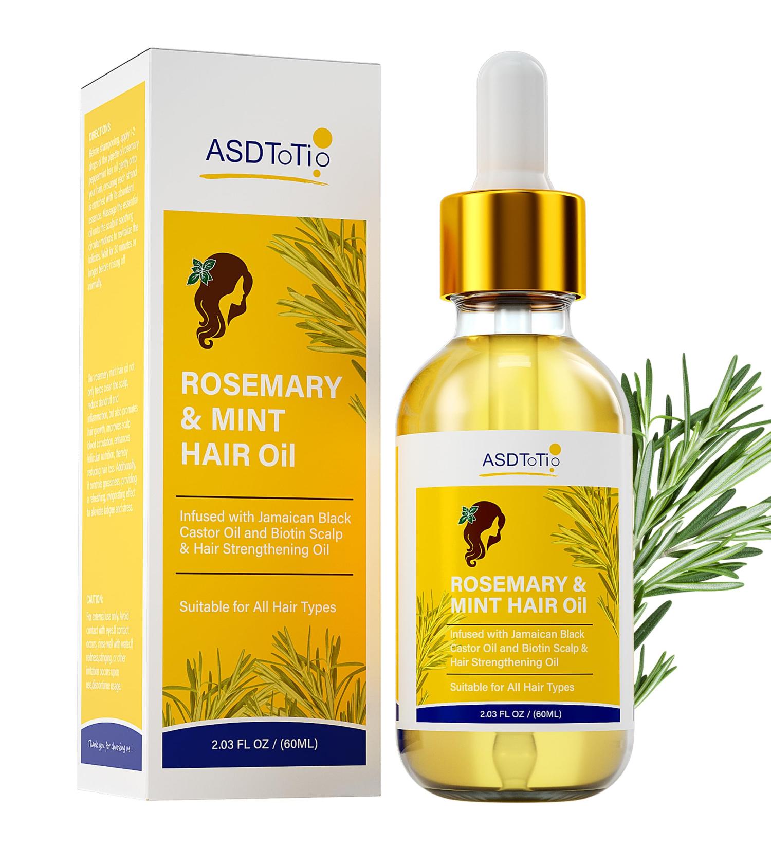 Rosemary Mint Hair Oil with Biotin | Nourishes Scalp Prevents Split Ends & Hair Loss | 2 FL OZ - Buy Online on GoSupps.com
