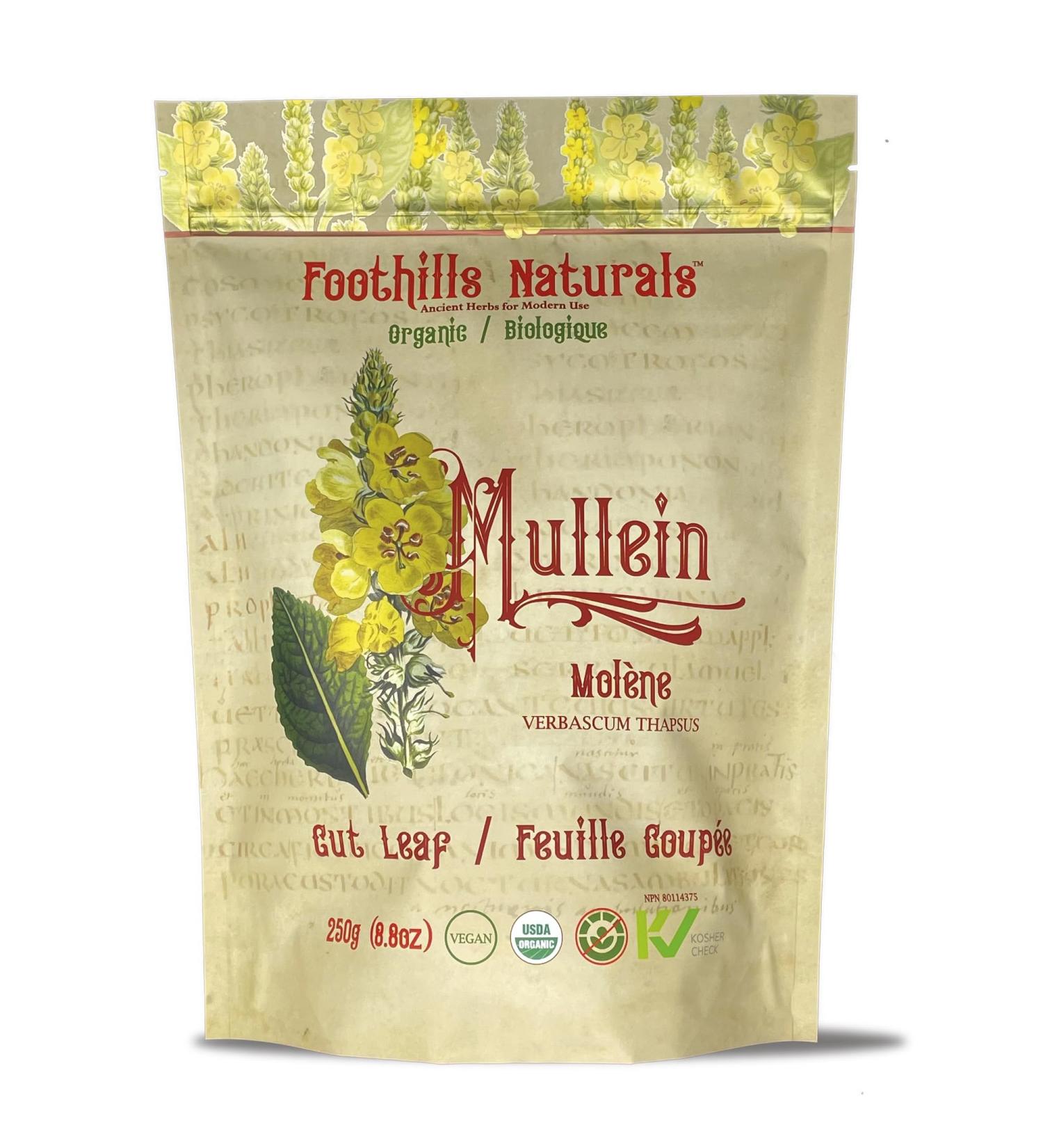 Foothills Naturals Mullein Leaf Organic - 250g /8.8oz 400+ Servings Lung health - Buy Online on GoSupps.com