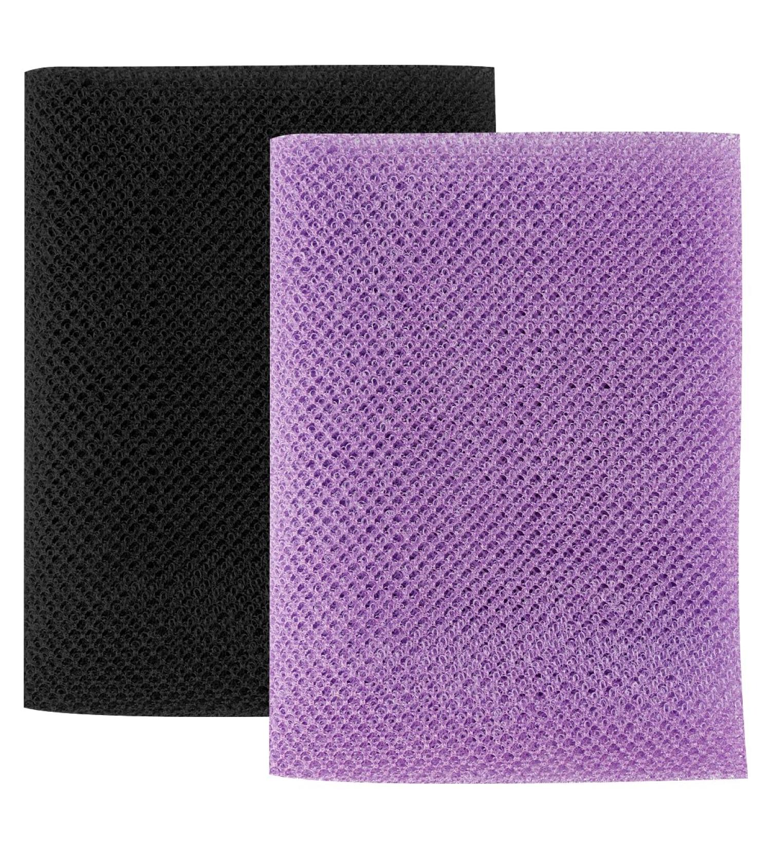 Thyonta African Net Sponge - 2-in-1 Exfoliating Mesh Sponge Back Scrubber Leave Your Skin Refresh Essential Tool for Bathroom Use Removing Dead Skin (Multicolor) purple+black - Buy Online on GoSupps.com